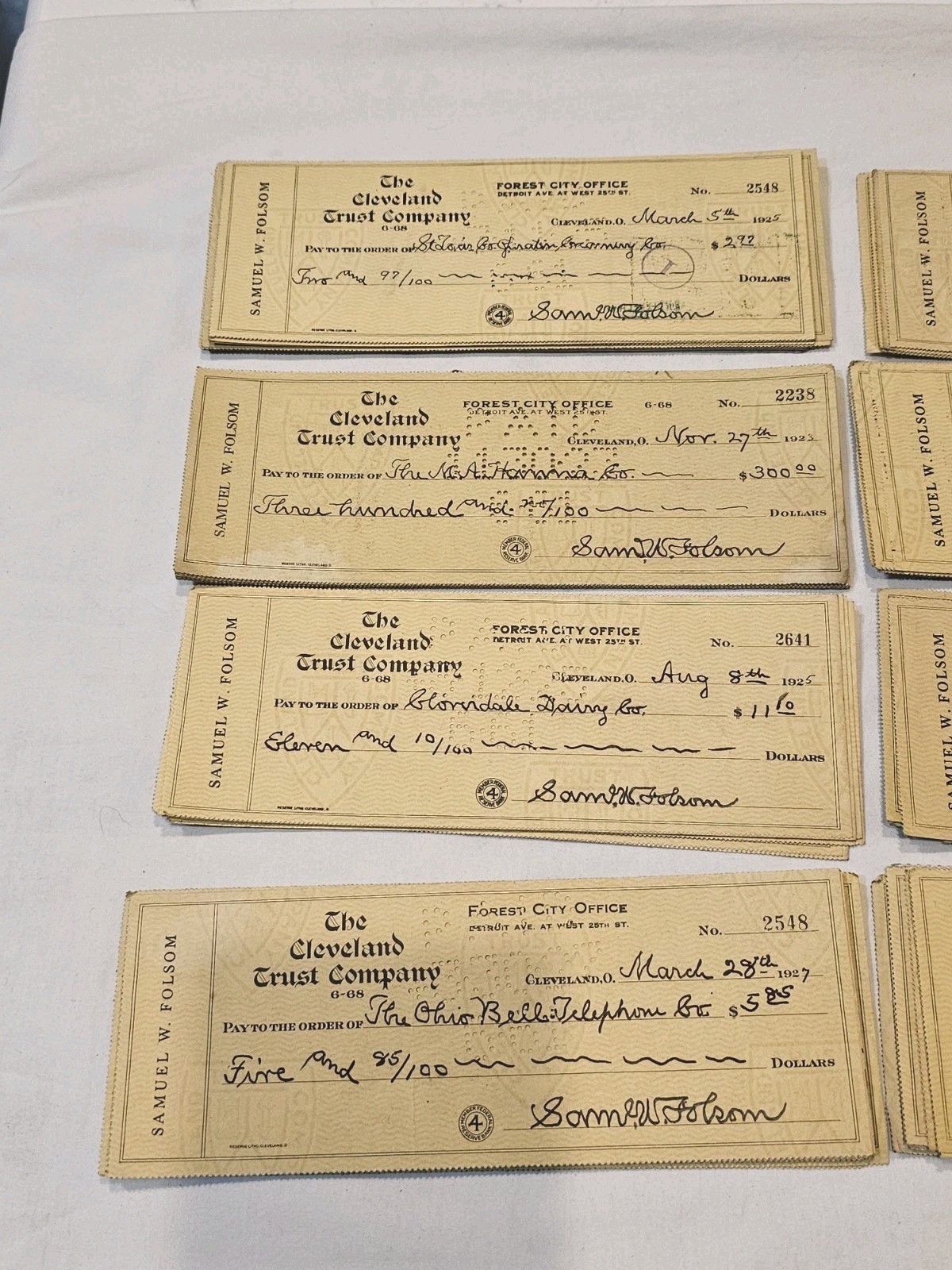 Antique Lot of 150 Cancelled Checks Samuel W. Folsom Cleveland OH 1904 - 1928