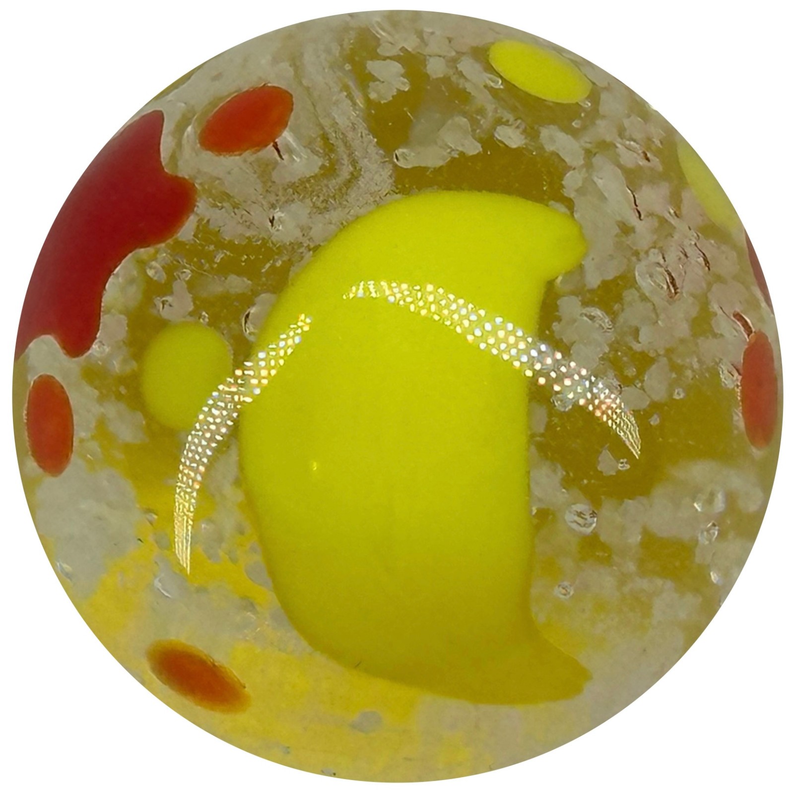 22mm MOON AND STARS Shooter GLOW IN THE DARK Handmade art glass Marble 7/8"