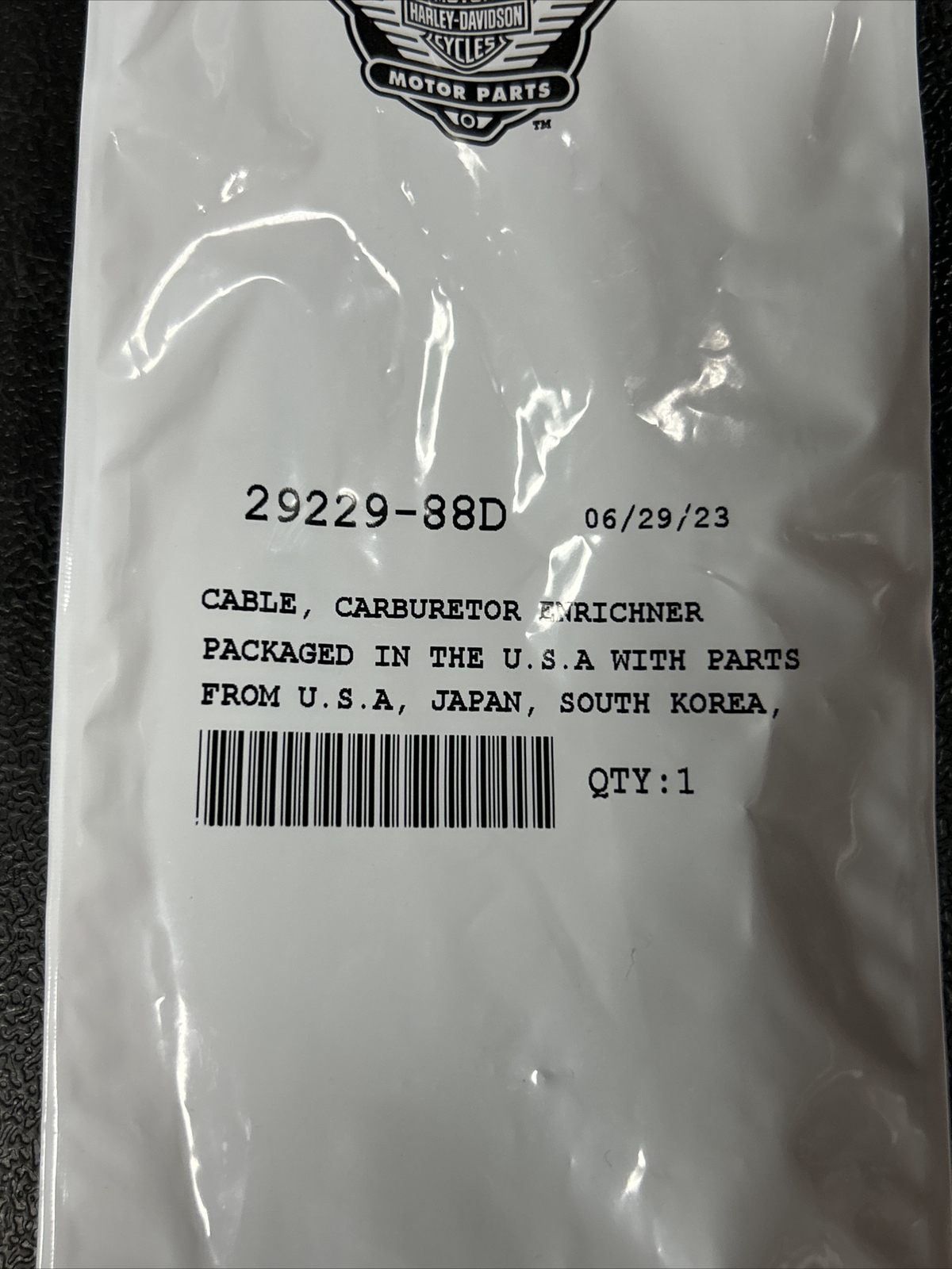 OEM HARLEY DAVIDSON CABLE, CARBURETOR ENRICHNER - 29229-88D [ NEW ]