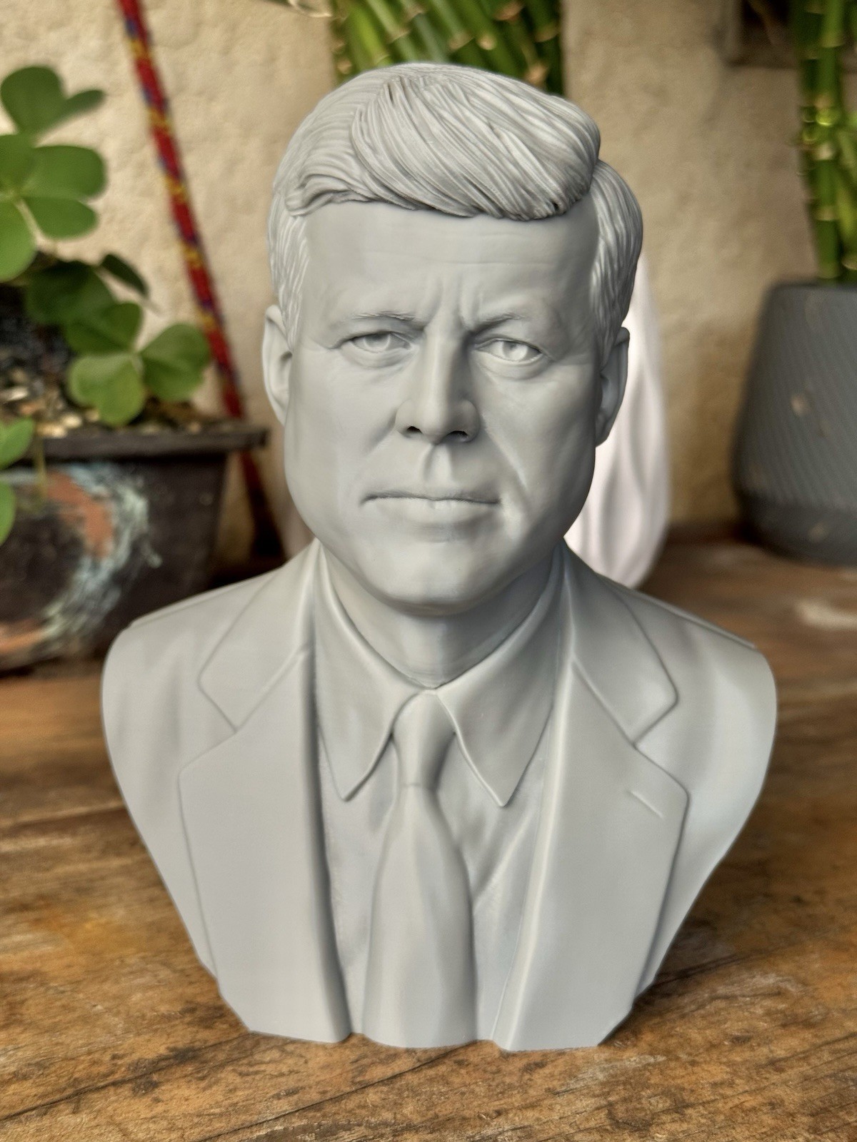 John F Kennedy Bust 6.5” 3D Printed Statue Gray PLA Collectible