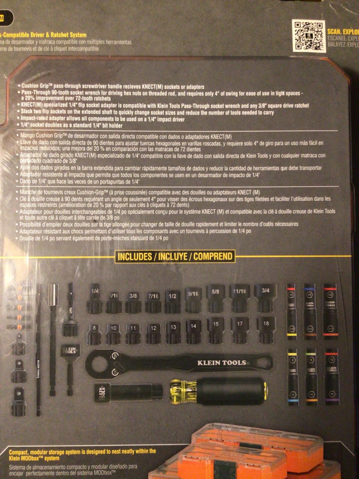 New Klein Tools 65500KNECT KNECT Impact Pass Through and Flip Socket Set, 39 Pc.