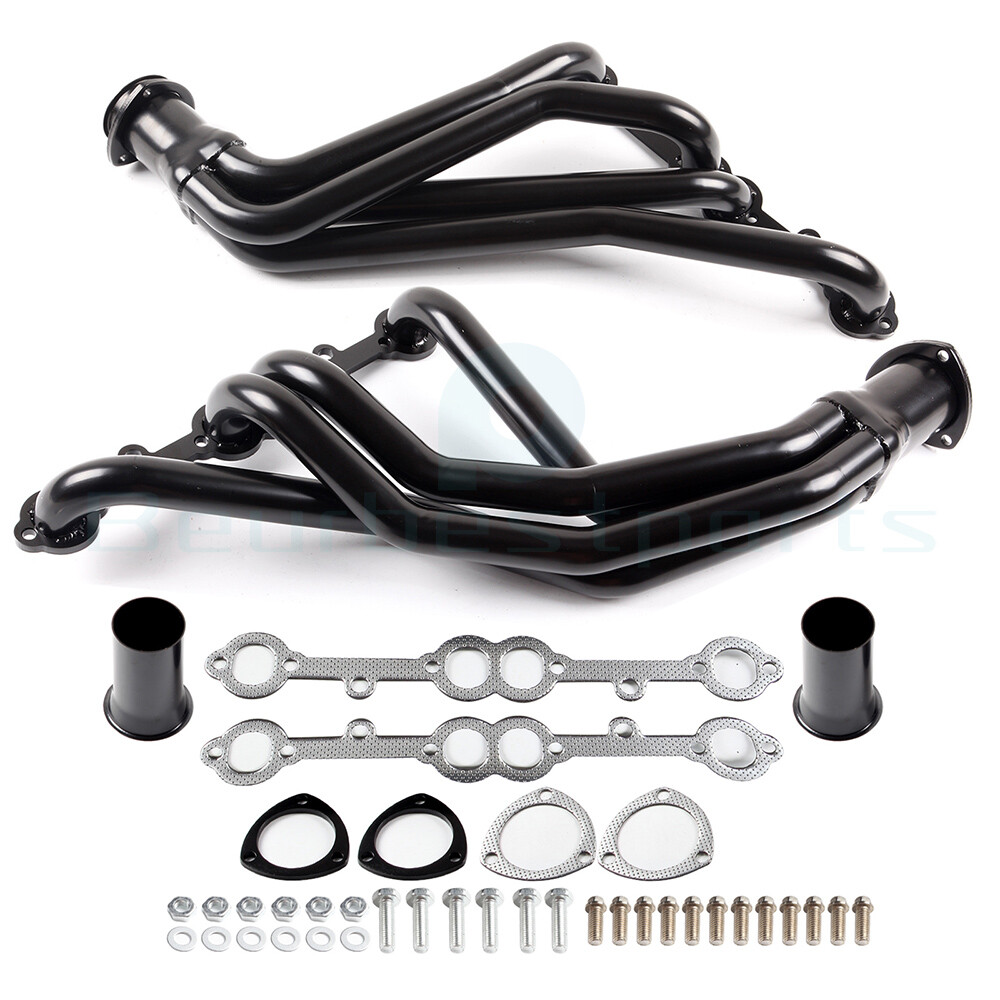 For GMT C/K 5.0L 5.7L SBC 84-91 Long Tube Exhaust Header Manifold Black Painted