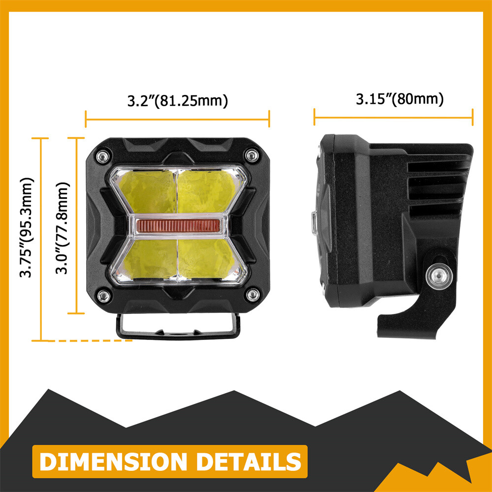 3"Inch LED Cube Pods Work Light Spot Amber White Strobe Driving Fog Lamp UTV ATV