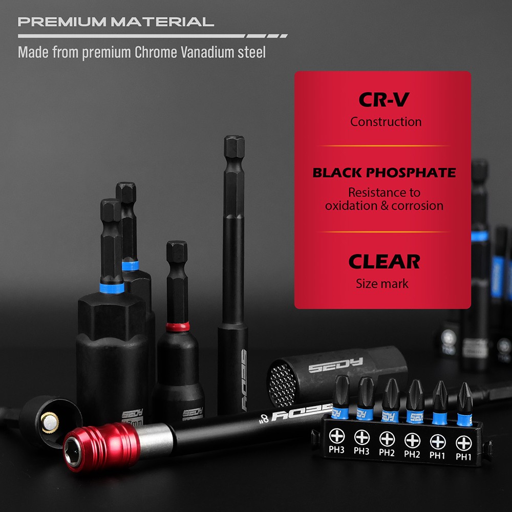 80PC Magnetic Impact Nut Driver Set Metric & SAE with Adapter 1/4'' Quick Change