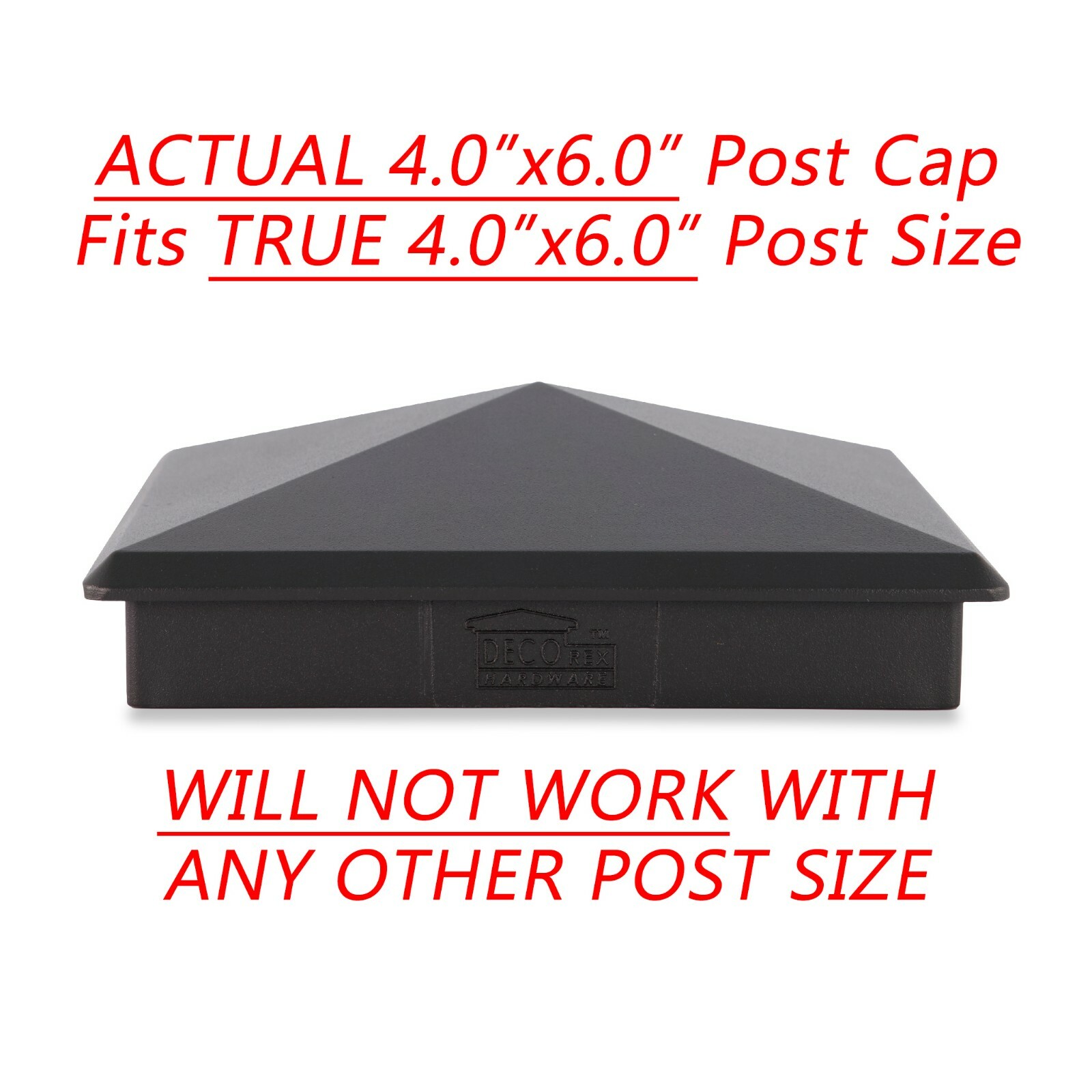4" x 6" Heavy Duty Aluminium Pyramid Post Cap for Wood Posts - Black