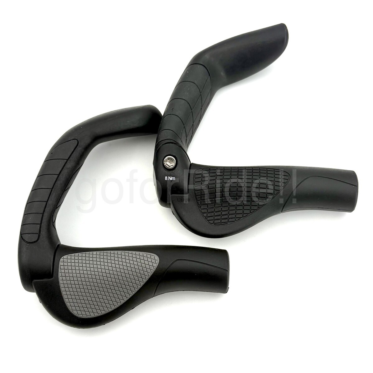 Ergon GP5 Large Ergonomic Bike Grips Black/Gray Fullsize Bar Ends Pair Lock-On