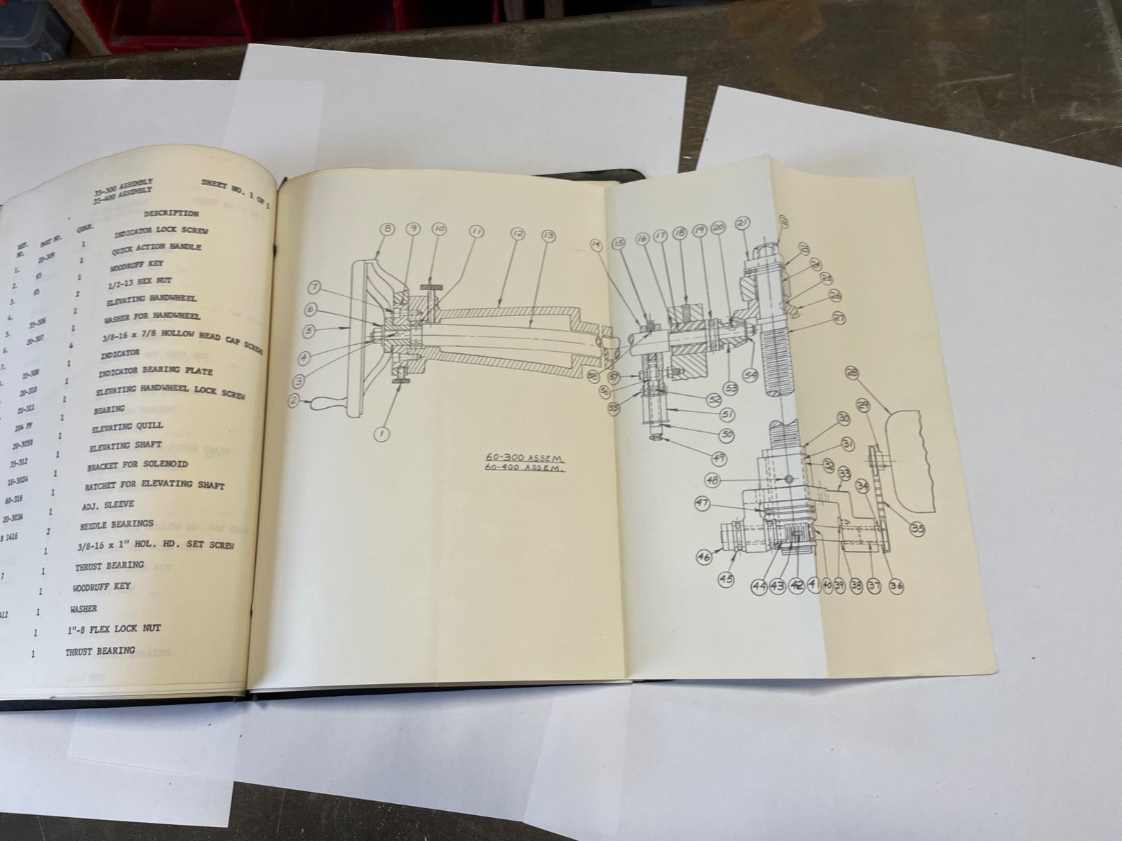 Covel 35B Hydraulic Surface Grinder Parts Manual with Fold Out Drawings