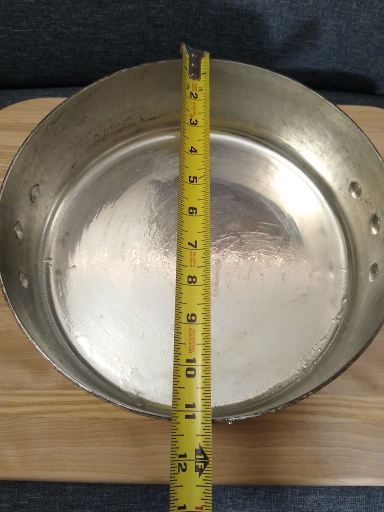 Incredible Large Hammered French Copper Rondeau Pot & Lid (Mauviel?) 2.5mm 28cm