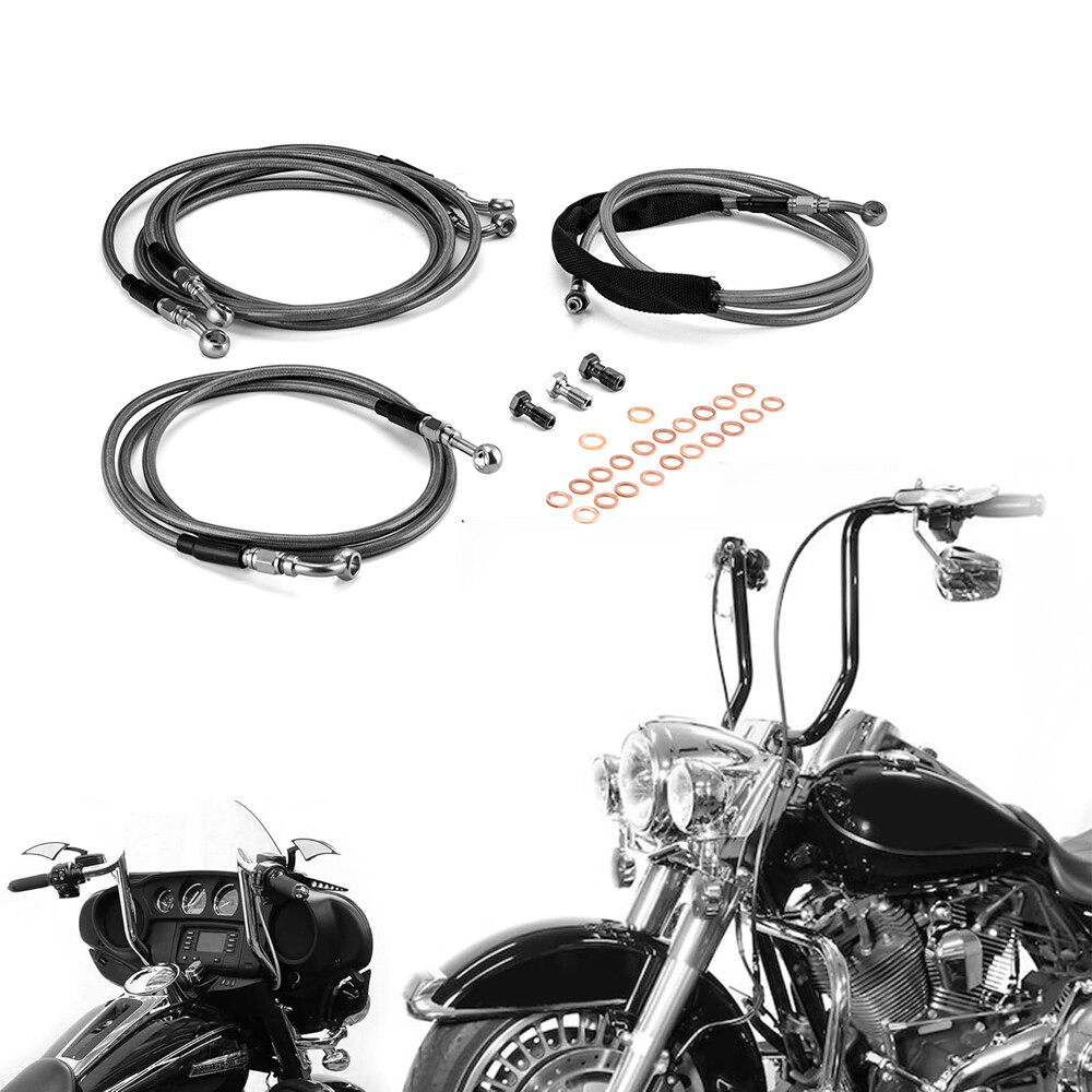 12"-14" Handlebar Hydraulic Clutch & Brake Lines For Harley 14-16 Touring ABS