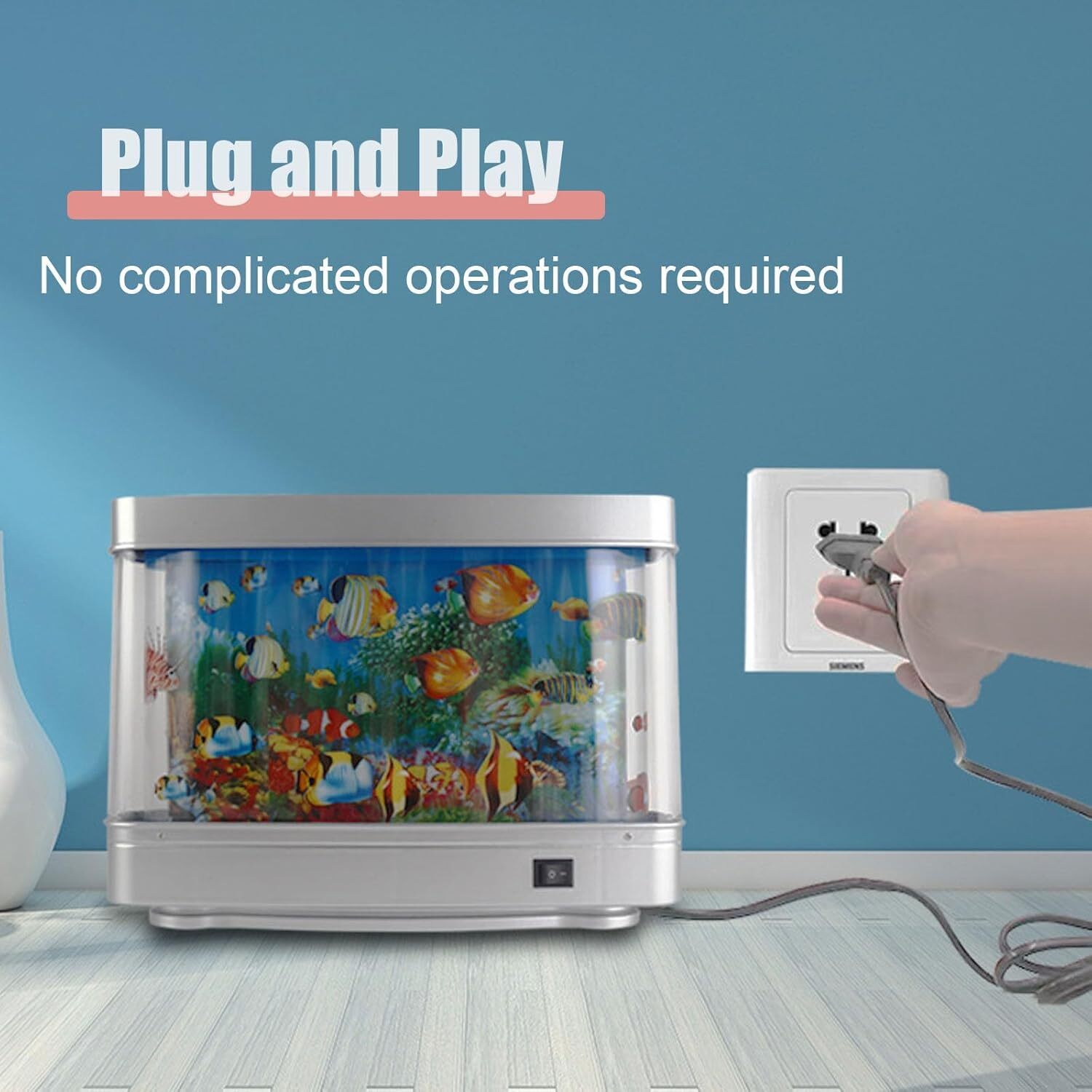 Mini Fake Fish Tank Artificial Tropical Moving Fish Night Light Fish Lamp