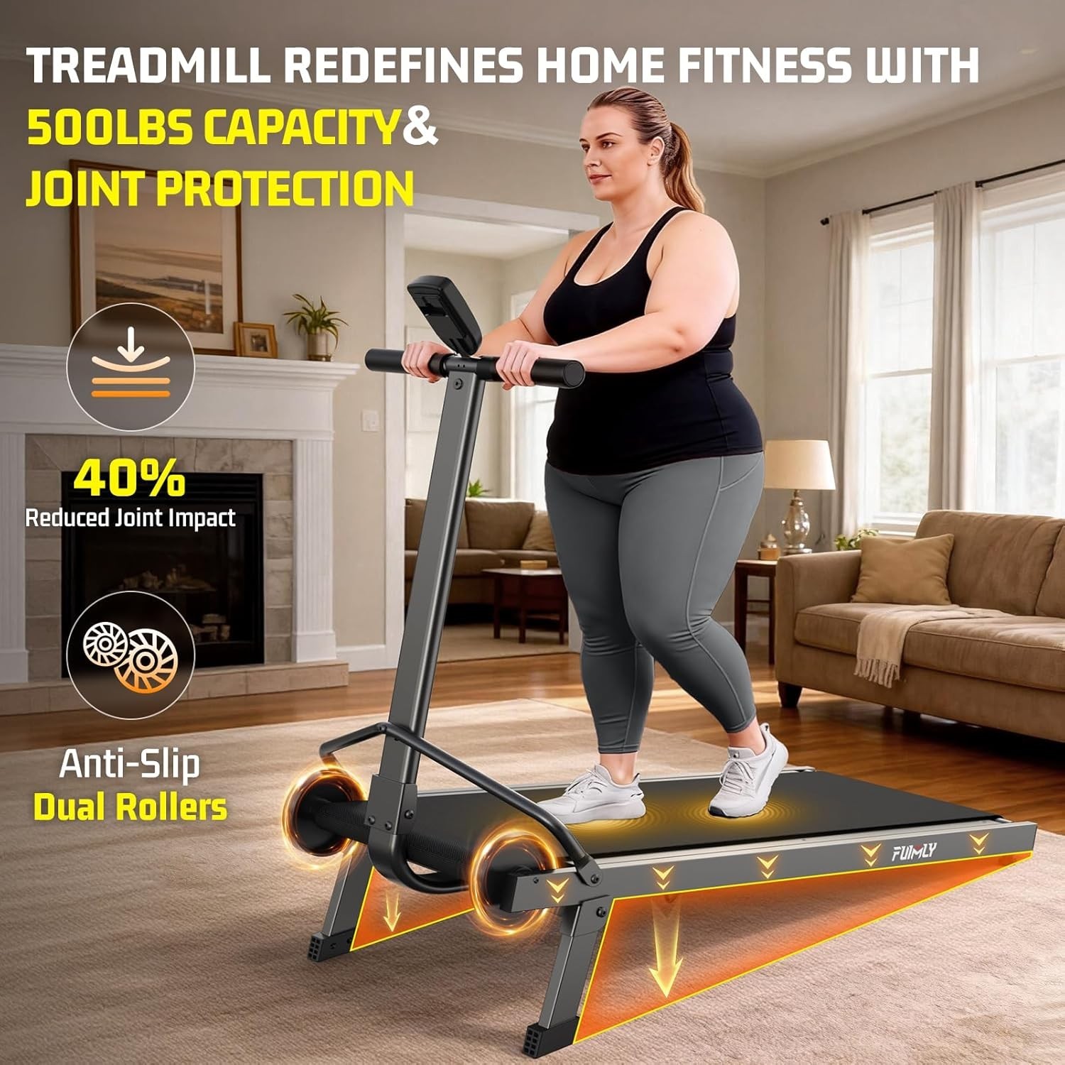Manual Walking Pad Treadmill with Incline 20%, Foldable Treadmill w/Handle Bar~~
