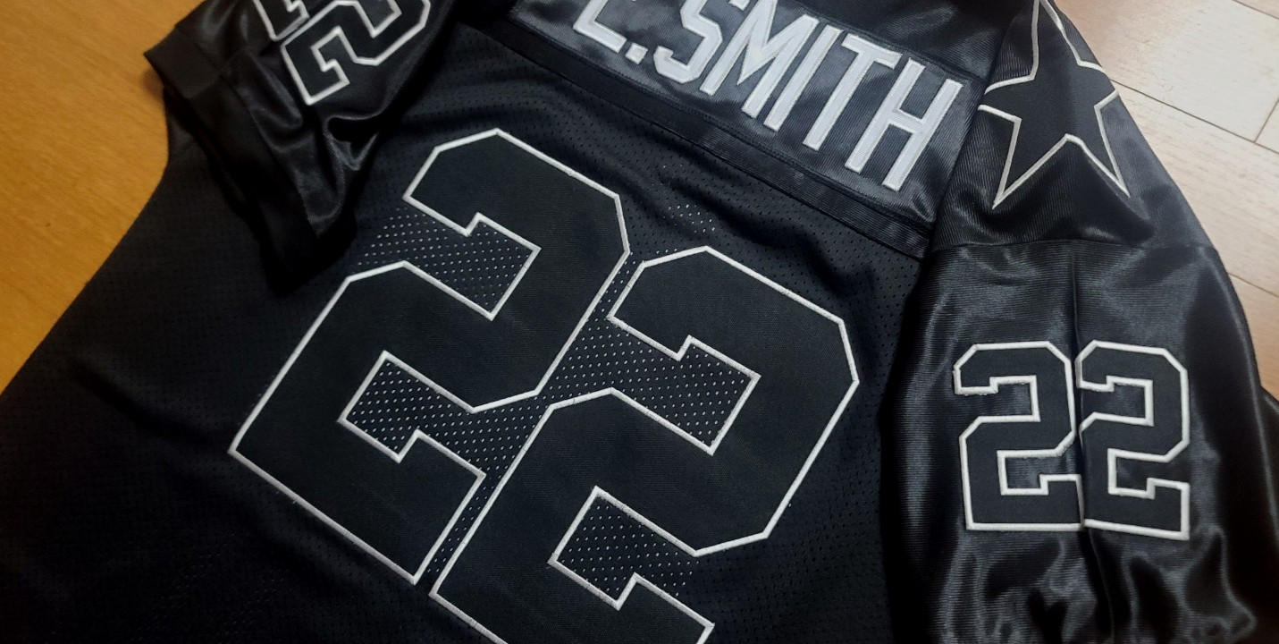 NEW TAG! RARE! Dallas Cowboys #22 C Emmitt Smith Stitched Dual Patch Jersey Mens