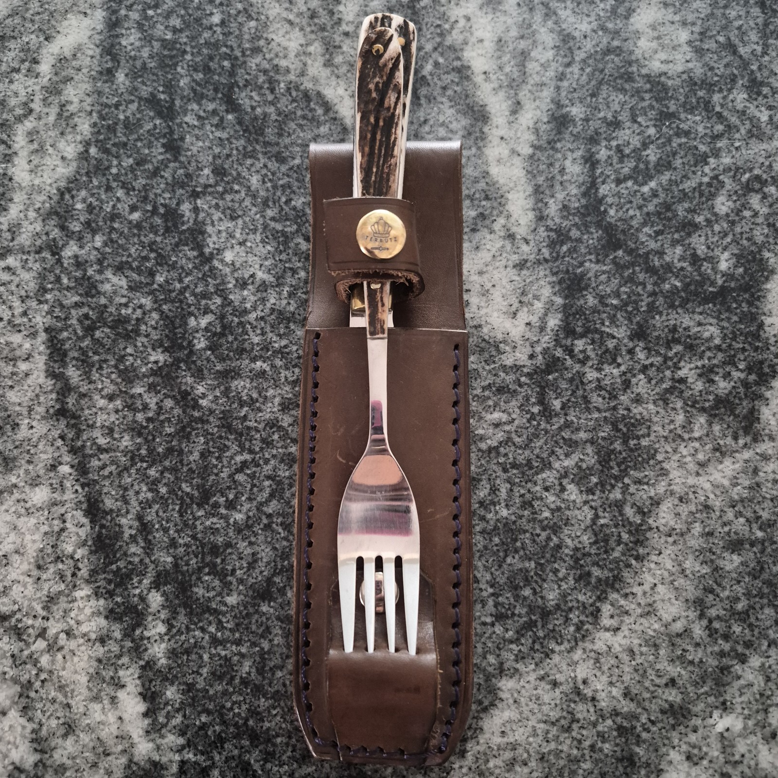 Beautiful Fixed blade knife & fork set with sheath - German Steel Blade