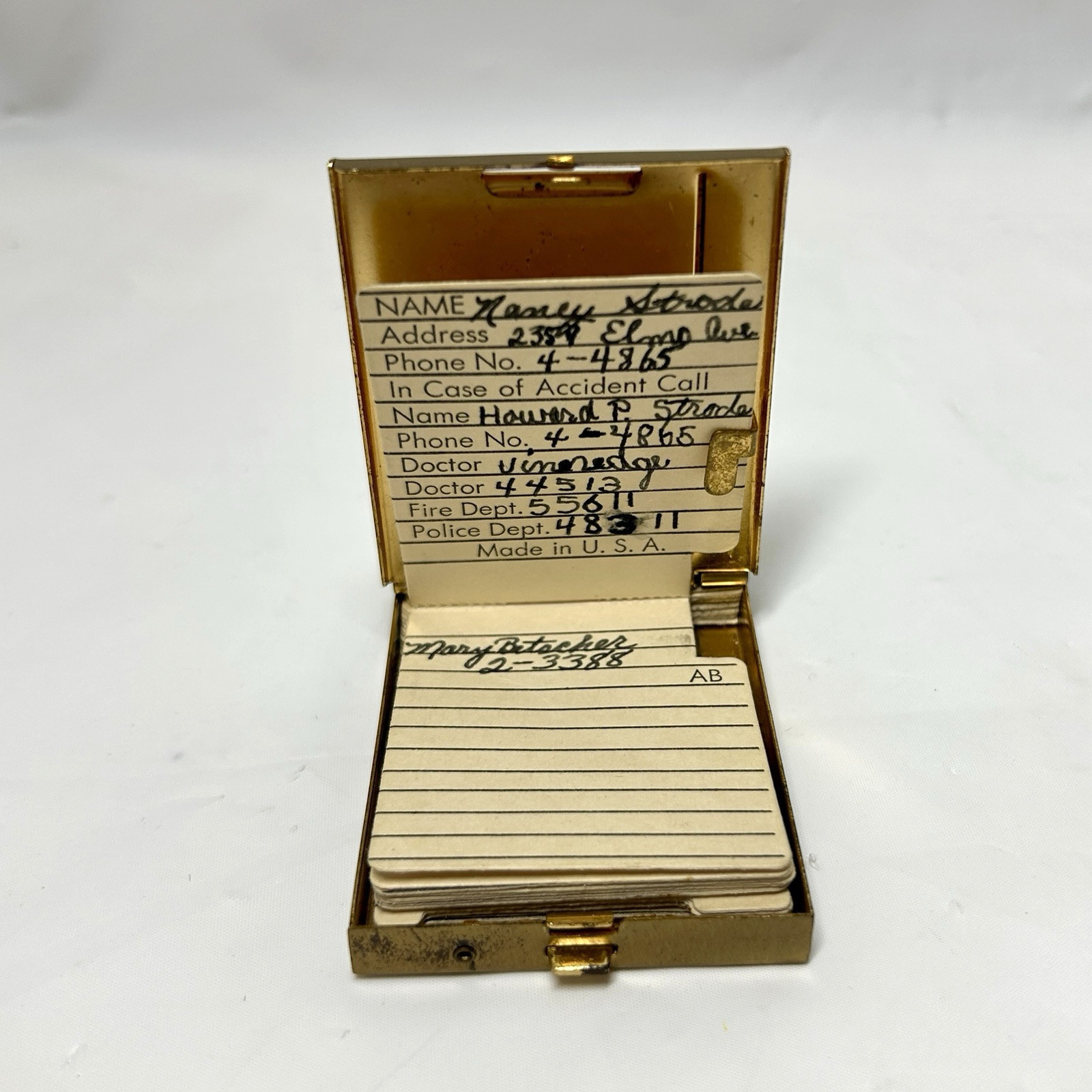 Vintage Mini Flip Up Pocket Rolodex Address Phone Book Brass Gold Tone