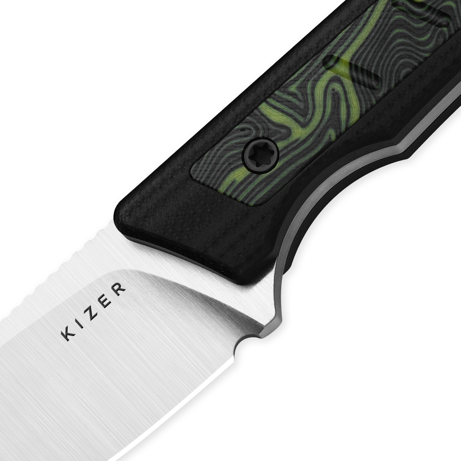 Kizer Whiskey Jack Fixed Knife AEB-L Blade G10 & Damascus G10 Handle With Sheath