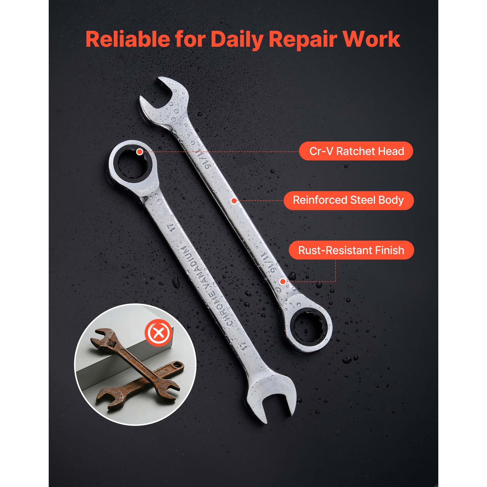 Uimoso 26-Piece Ratcheting Wrench Set for SAE and Metric Repairs