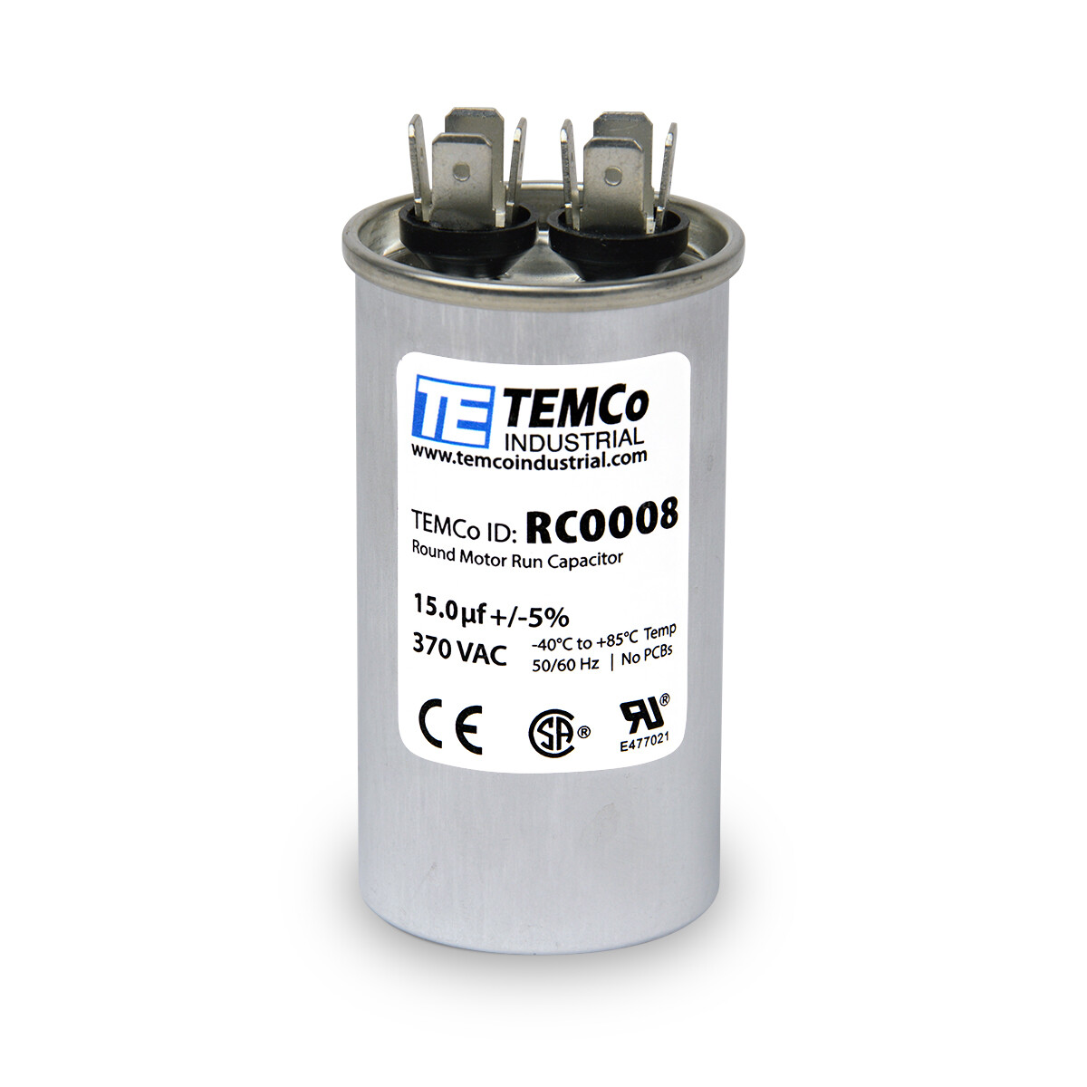 TEMCo 15 uf/MFD 370 VAC volts Round Run Capacitor 50/60 Hz -Lot-1