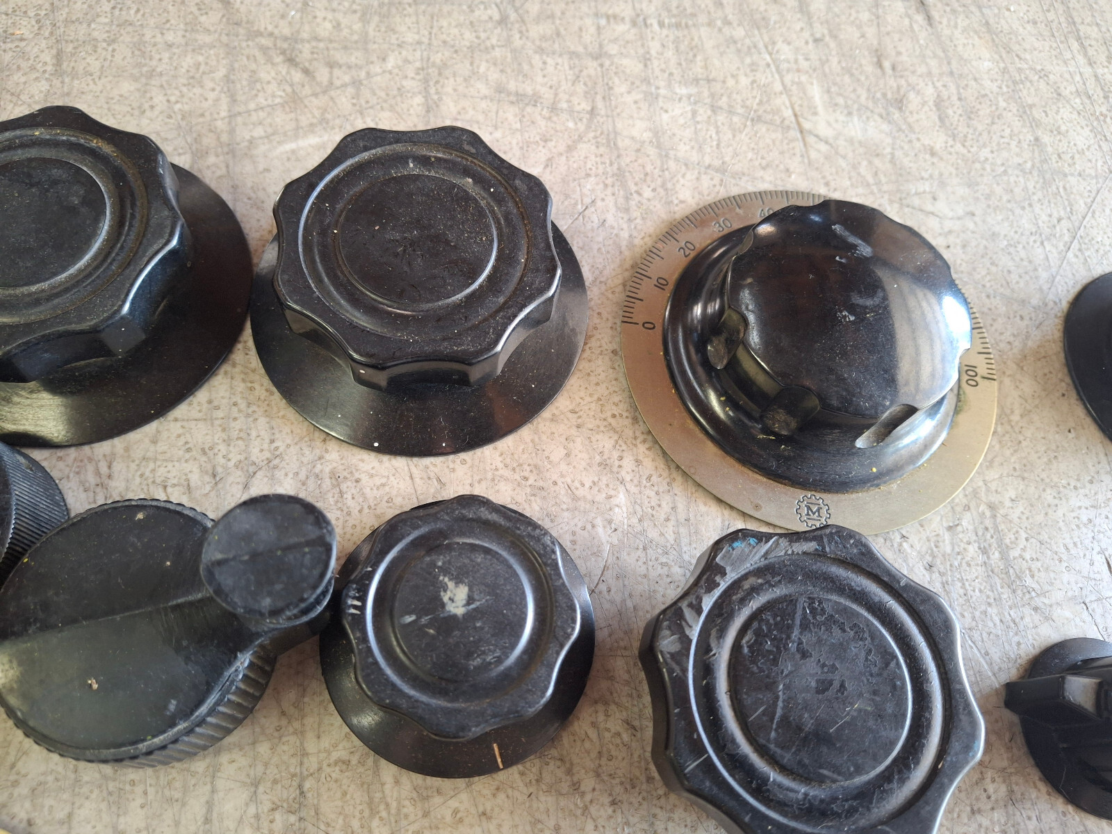 Lot of 40 Vintage Ham Radio Dials Indicator Knobs