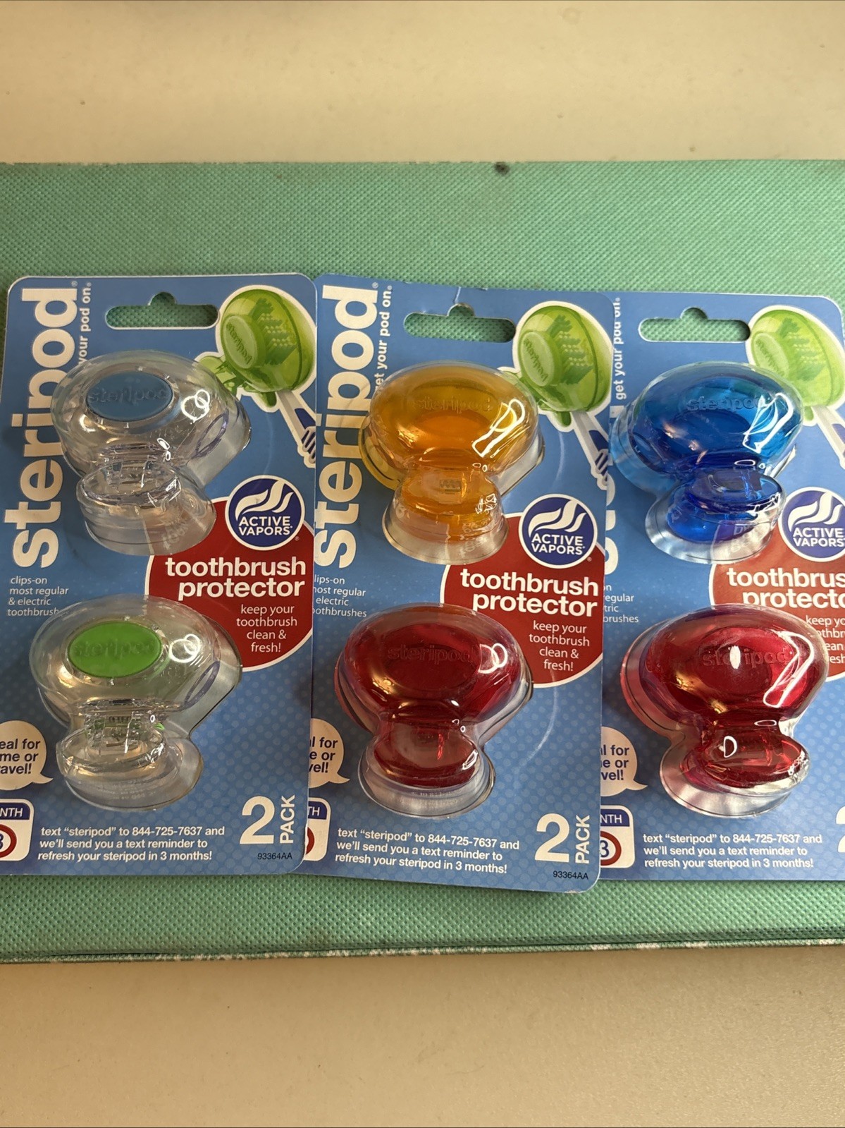 Steripod Clip-On Toothbrush Protector, 2 Count (EXP 7/25) Assorted Colors