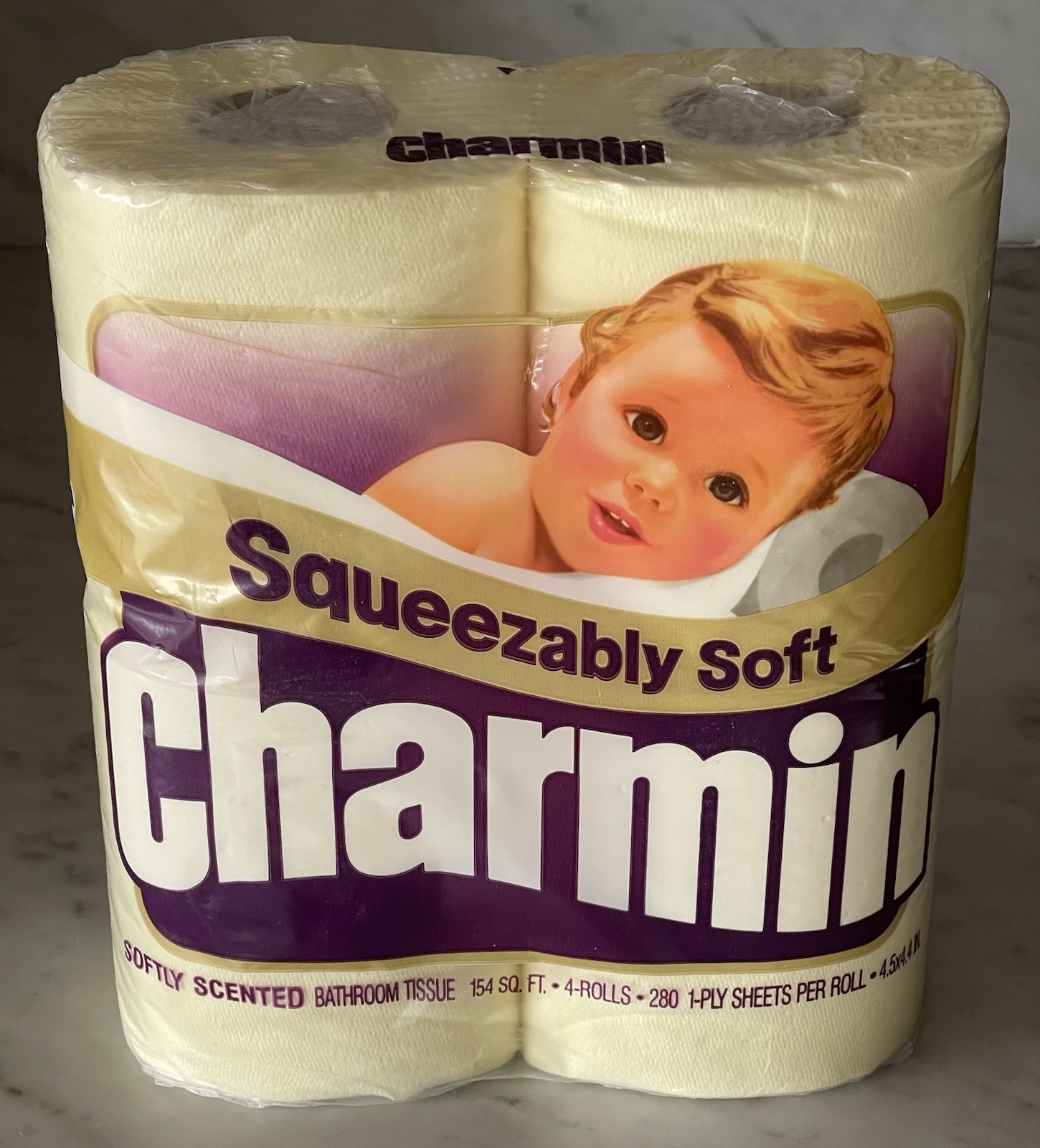 Vintage '80s Charmin Light Yellow Toilet Paper Sealed 4-Pack NOS Prop