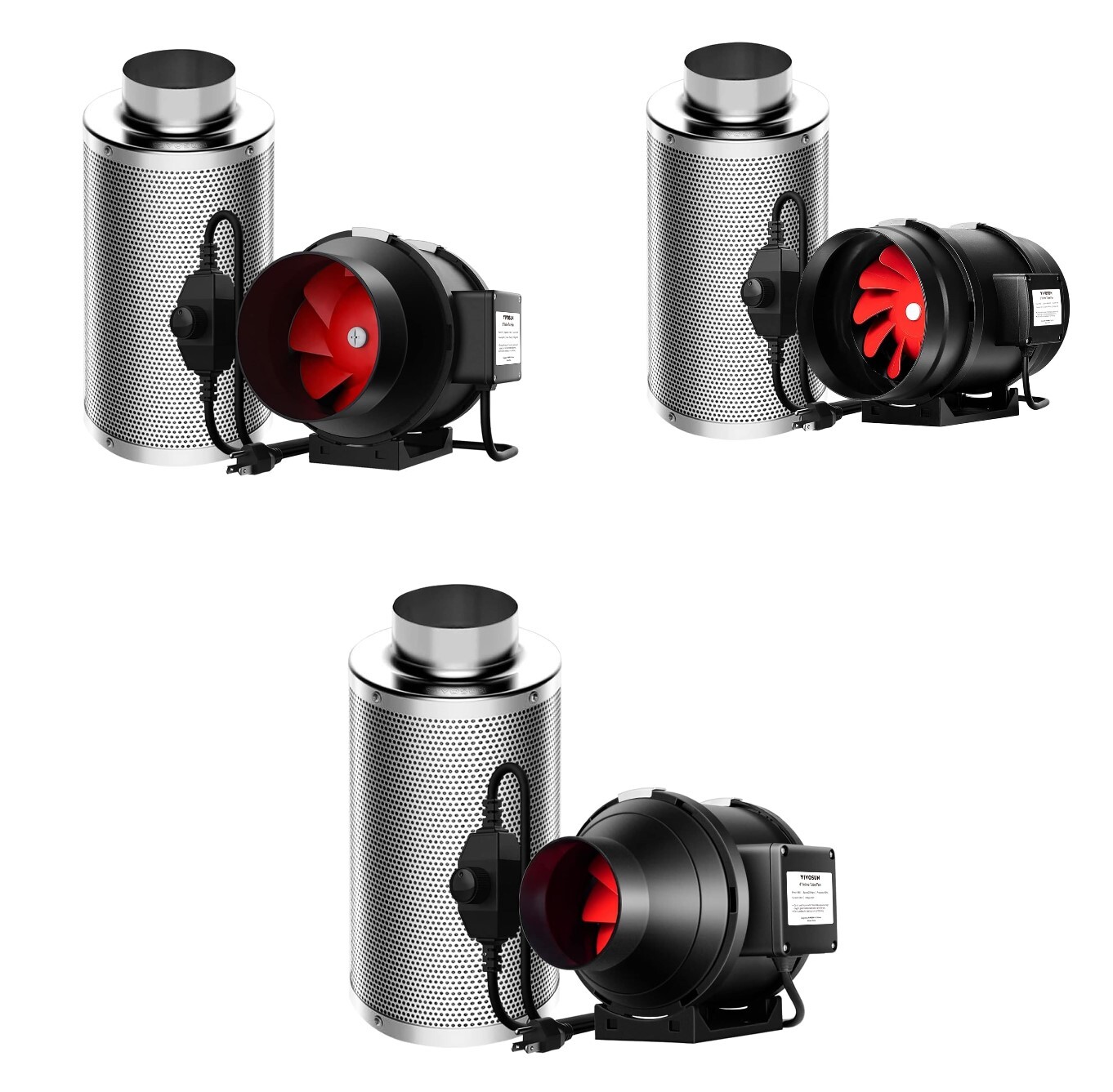 VIVOSUN 4/6/8" Inline Duct Fan,Carbon Filter Control w/Australia Virgin Charcoal