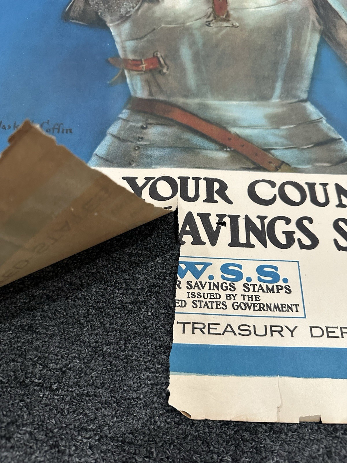 Original WW1 1918 JOAN OF ARC SAVED FRANCE Poster World War One 20”x30”