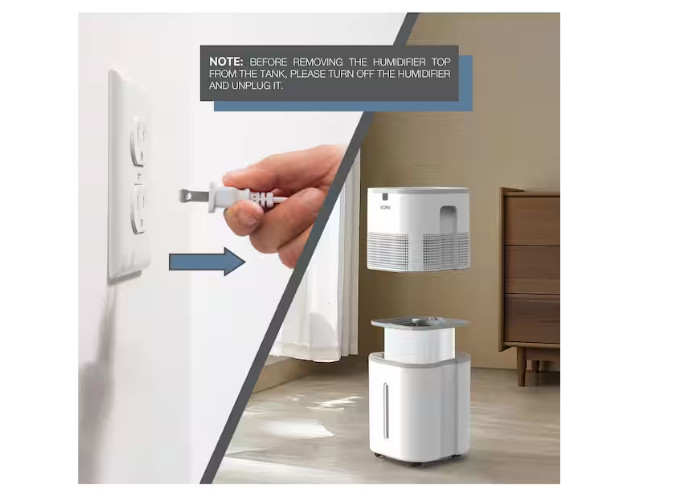 Vissani 6 Gal. Evaporative Humidifier for Whole House in White