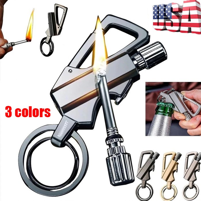 Permanent Match Infinity Lighter with Multitool Keychain Bottle Opener for Men