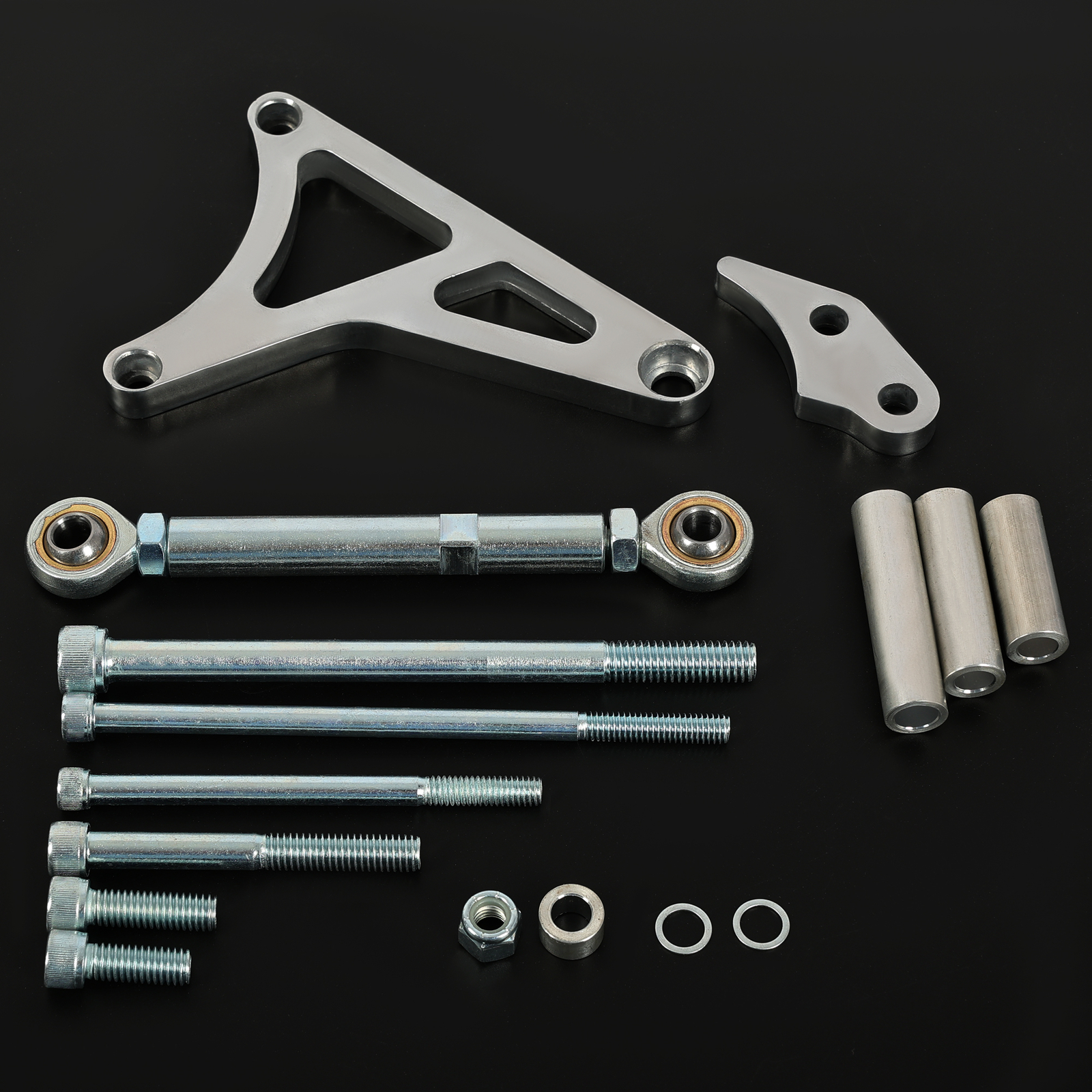 For Ford 289/302 5.0L V8 68-1993 Silver Aluminum Alternator Bracket +Tension Rod