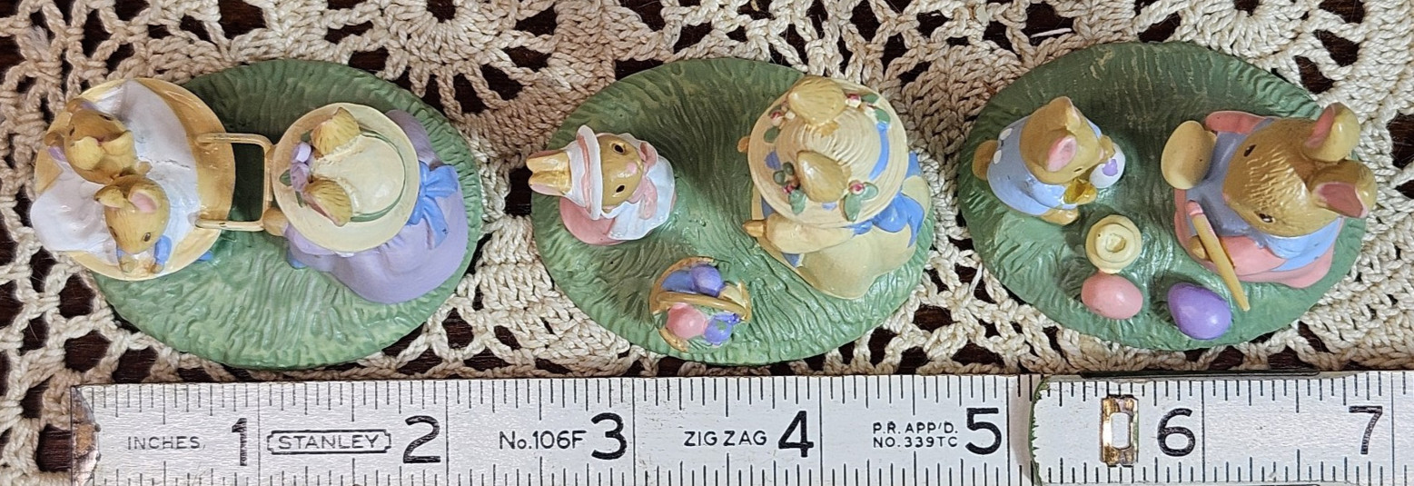 Set of 3 Avon Forest Friends Collection Bunny Rabbits Figurines Easter Spring