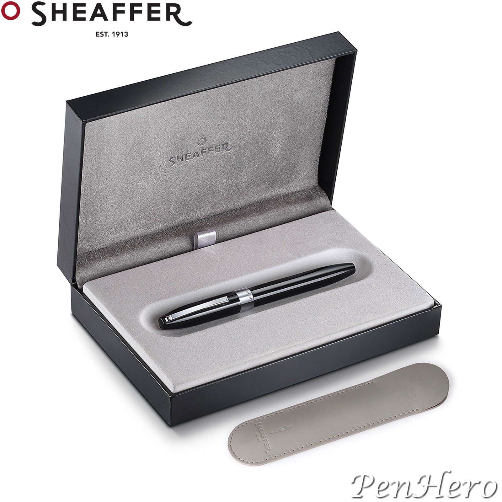Sheaffer Legacy Glossy Black Fountain Pen Medium with FREE Leather Pouch