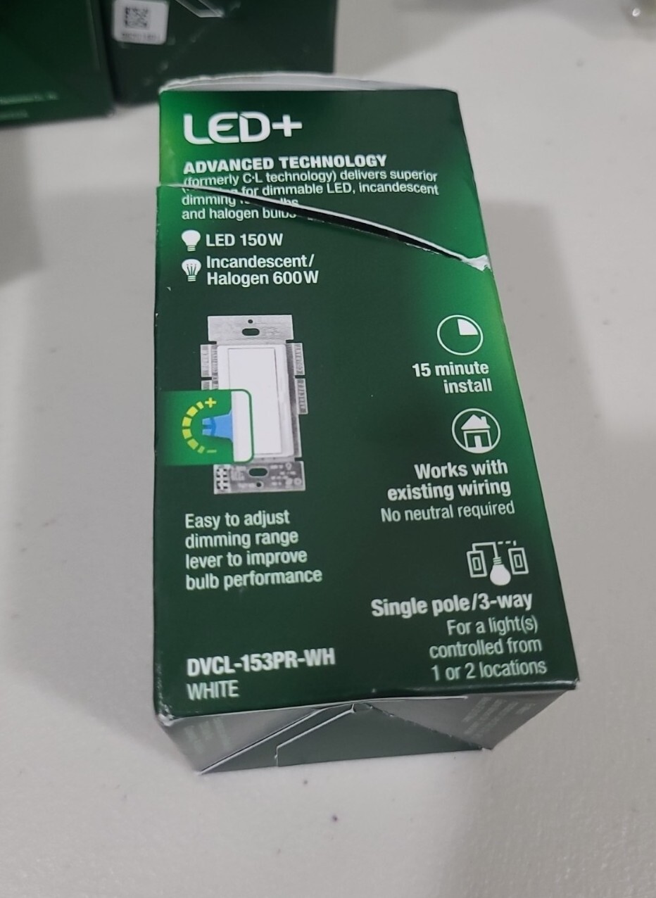 Lutron Diva DVCL-153PR-WH 120V Single Location or 3Way CFL/Digital LED Dimmer W