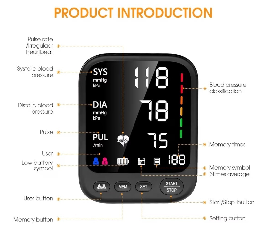 Invaxe Blood Pressure Machine, Automatic Upper Arm Blood Pressure Monitor,