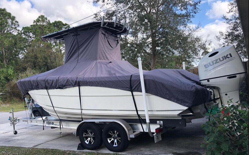 17-22FT 210D Heavy Duty Center Console T-Top Roof Boat Cover Waterproof Storage
