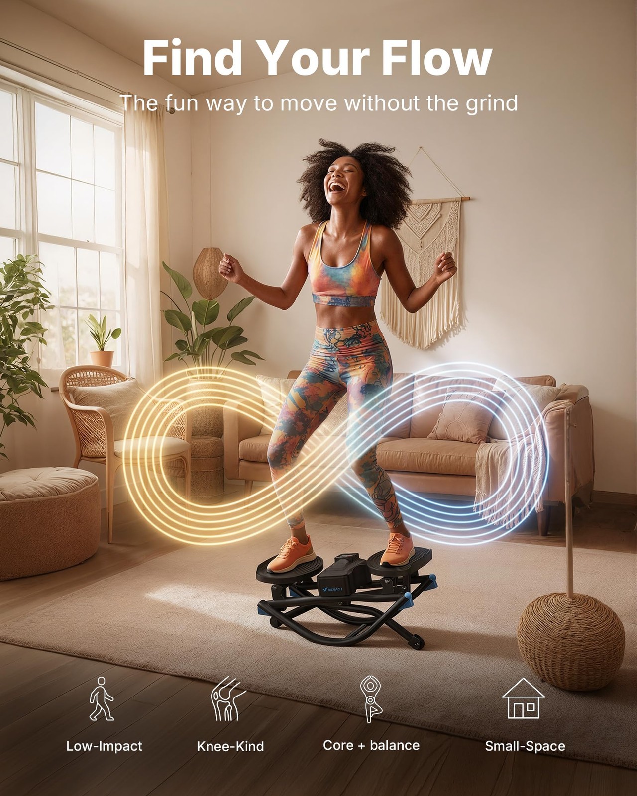 Merach Rocking Steppers for Exercise at Home, 3D Motion Stair Stepper with