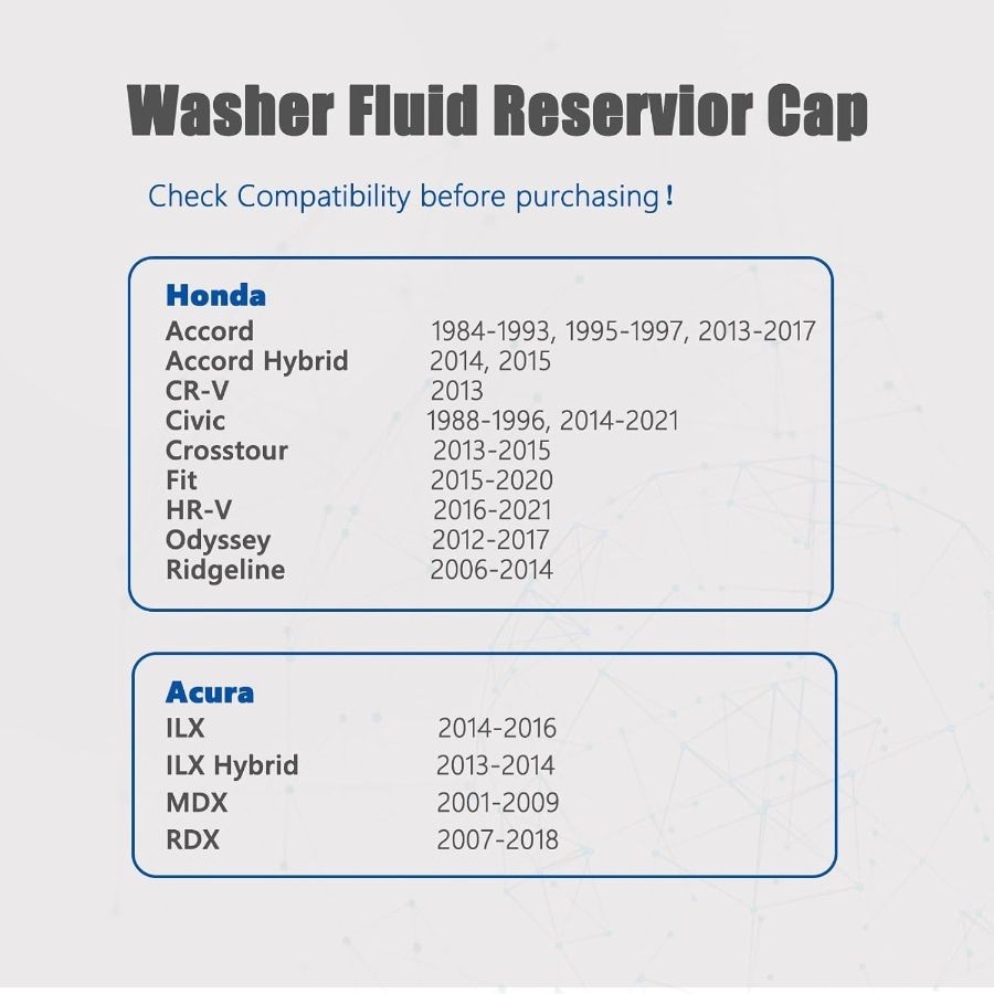 Washer Fluid Cap Windshield Wiper Reservoir Cover Compatible with MDX RDX Civic