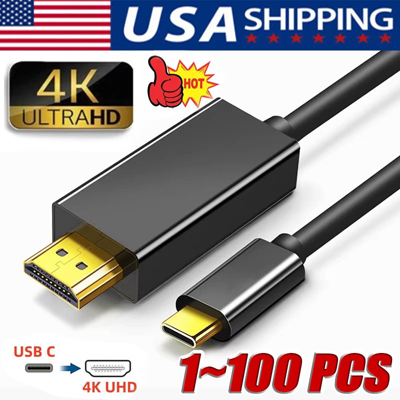 USB C to 4K HDMI Cable Video Converter Adapter 6Ft Type C to HDMI 4K Cord Lot