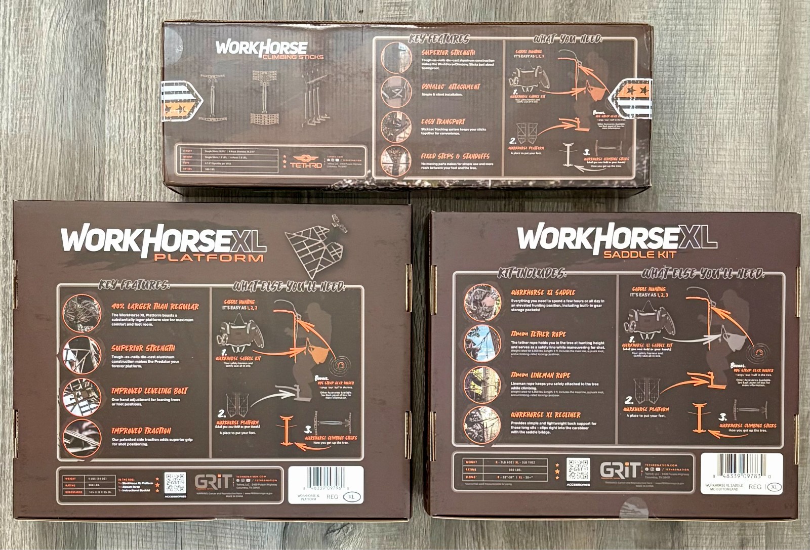 Tethrd Grit XL Saddle MO Bottomland, XL Platform, & Workhorse Sticks Package New