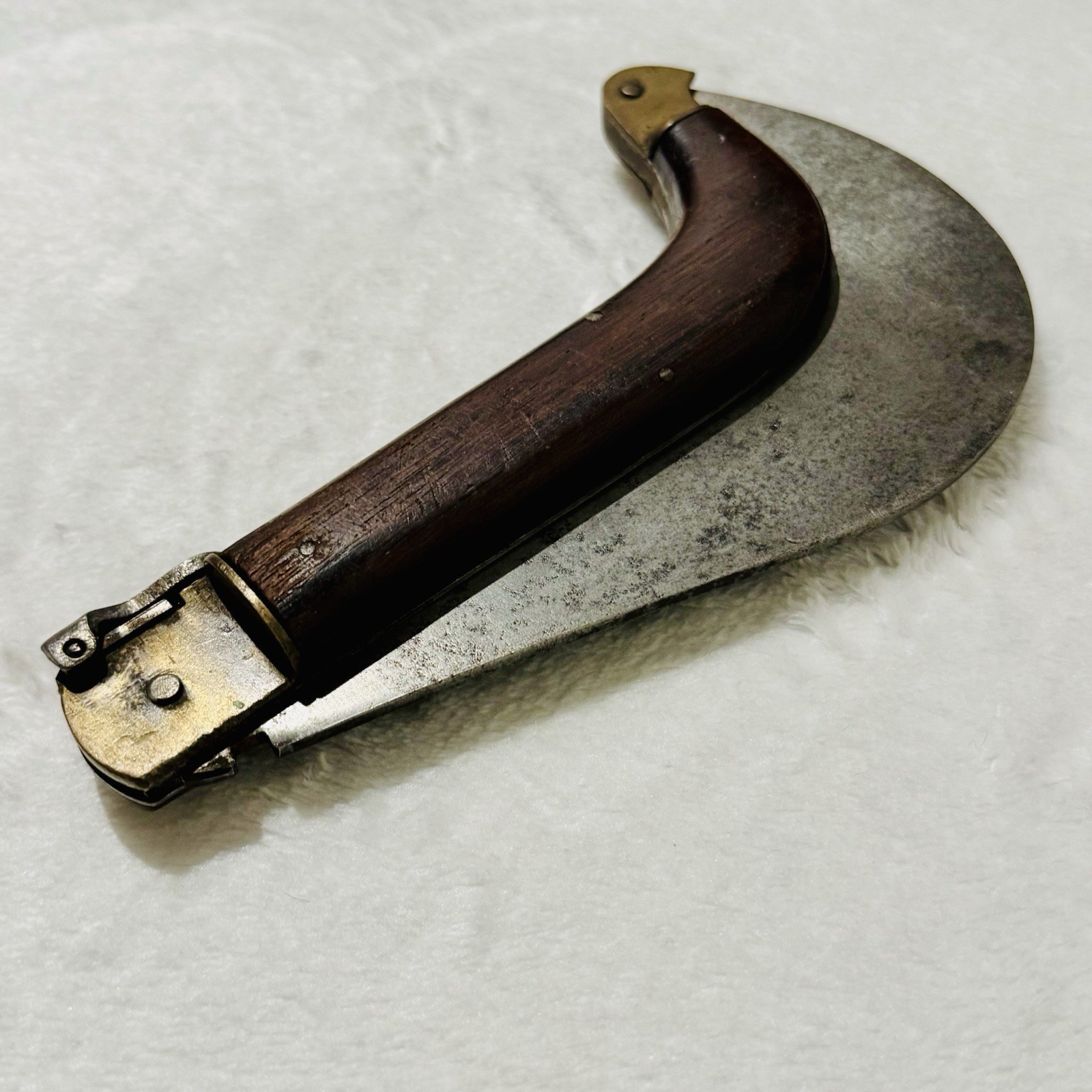 Whitby-Foreign-Roncola-Pruning-Thatcher-Bill-Hook-Knife-W/-Brown-Wooden-Handle