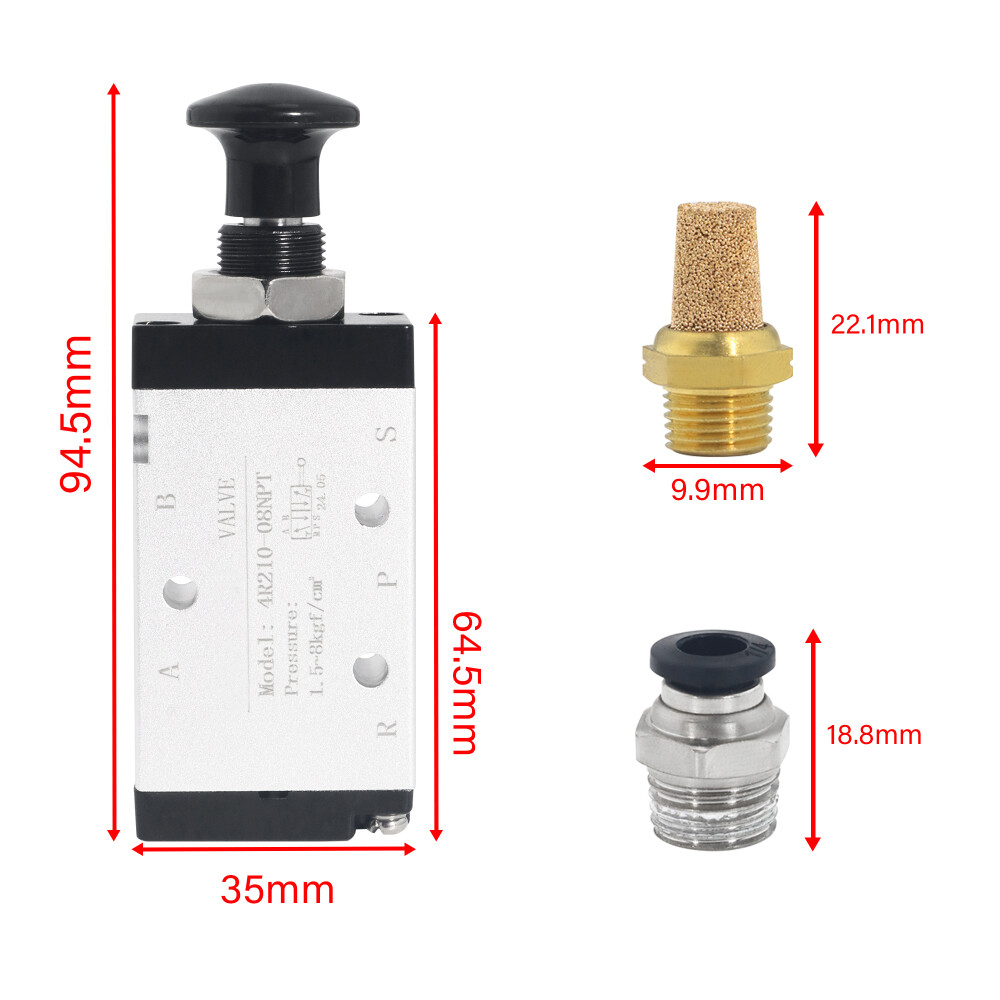 1pc 4R210-08 5 Ways 2 Position 1/4" Hand Lever Control Pneumatic Air Valve
