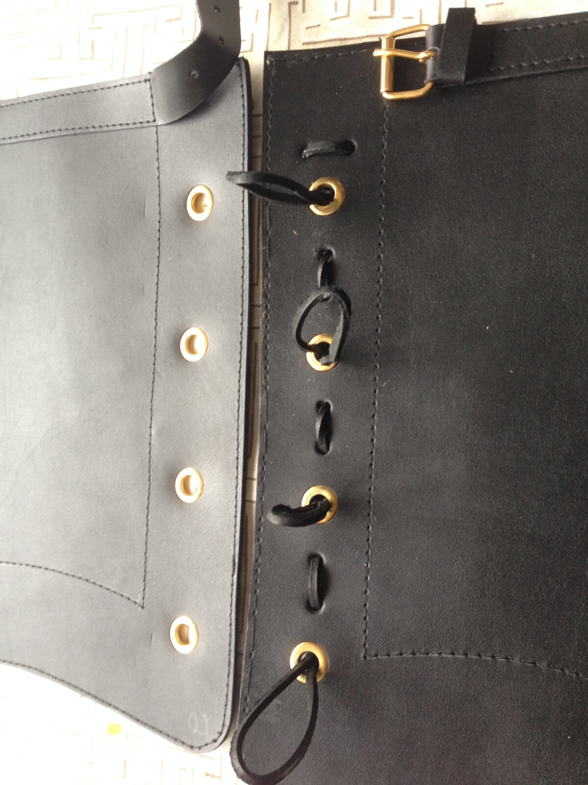 Reproduction Victorian Black leather gaiters LARGE British Army Zulu war