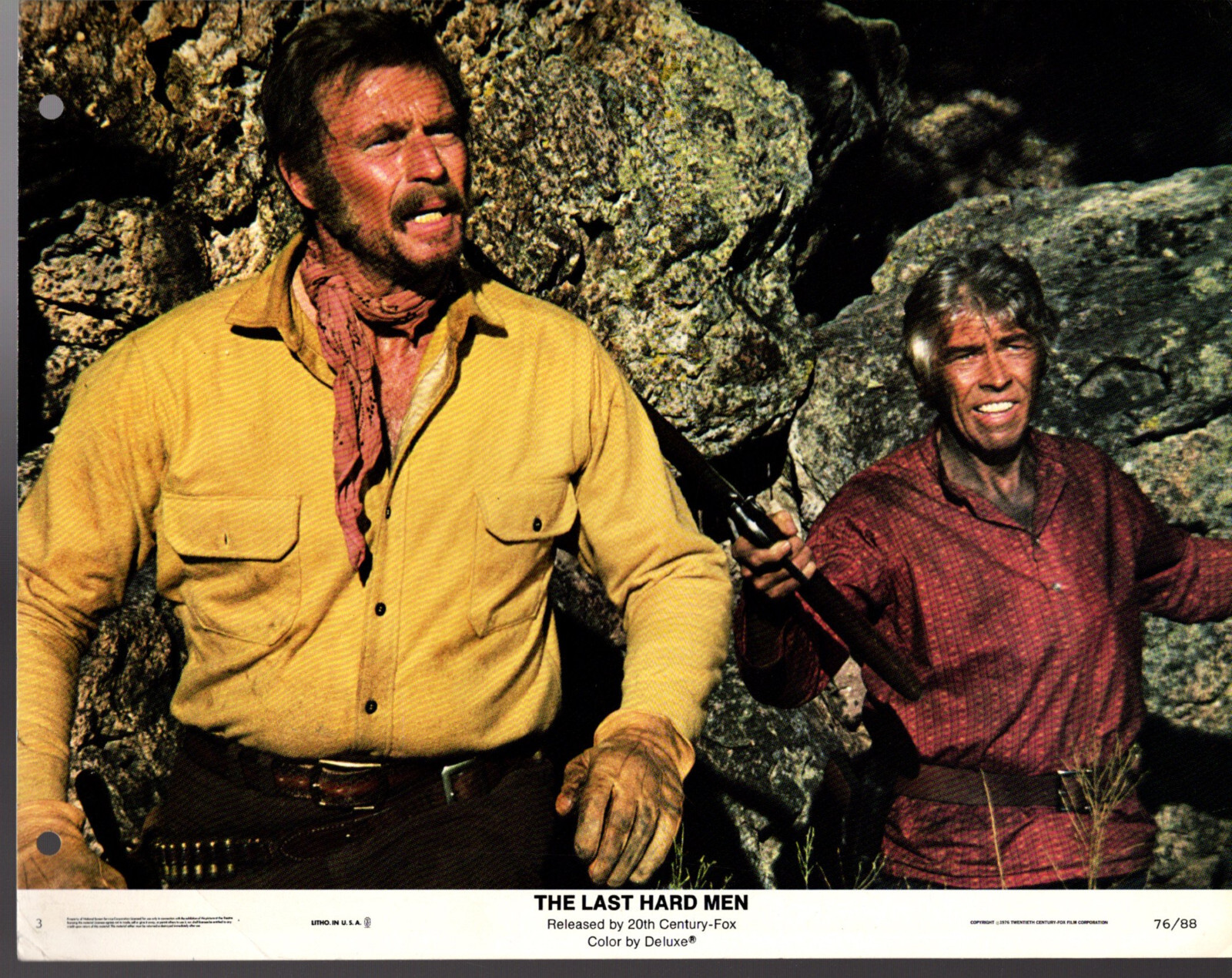 7 Lobby Cards 1976 THE LAST HARD MEN Charlton Heston, James Coburn