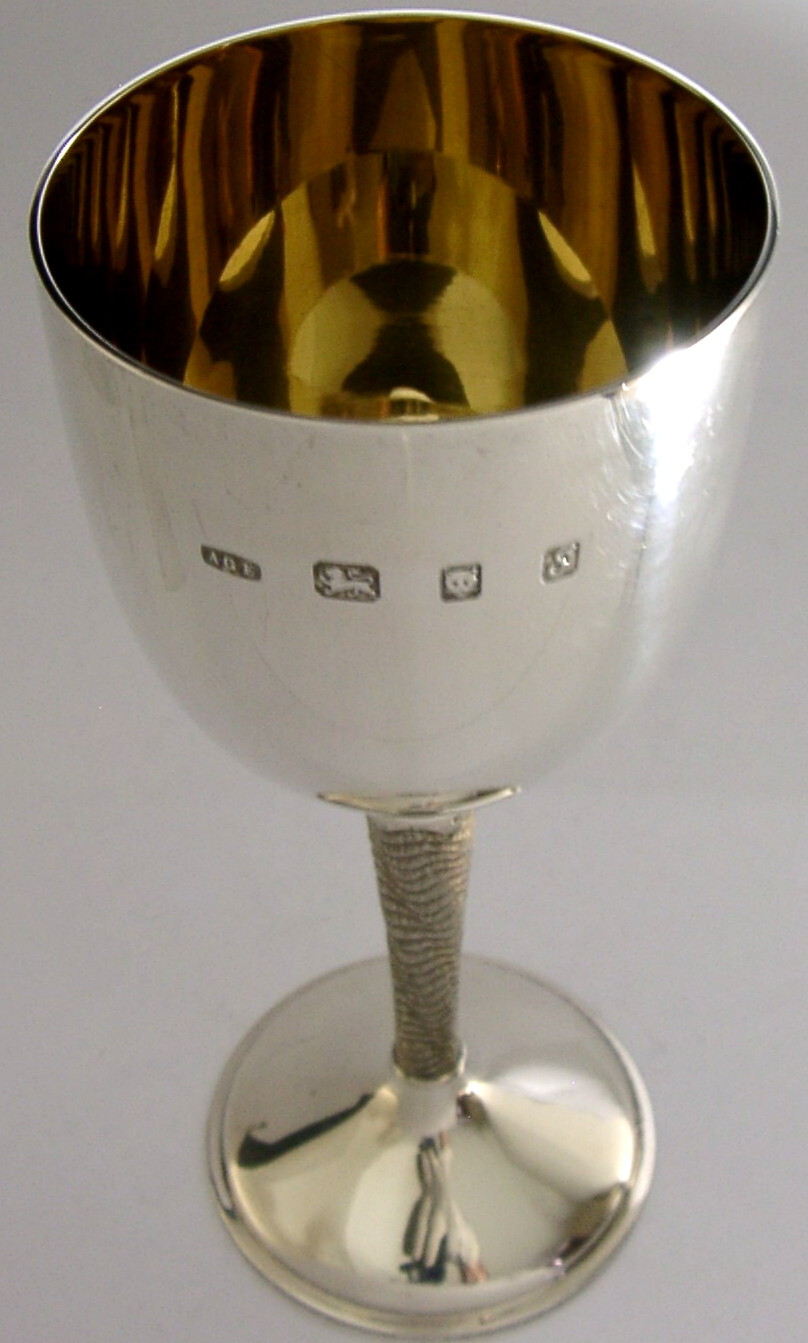 ANTHONY ELSON BRISTOL STERLING SILVER CHALICE GOBLET 1973 MID CENTURY 222g 44