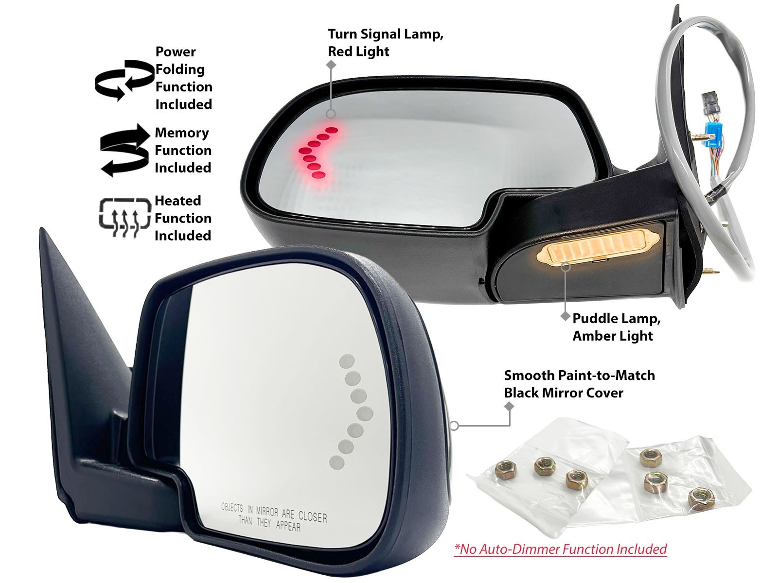 Power Folding Mirror for GM Pickup & SUV 2003-2006 Puddle Memory Right Left Pair