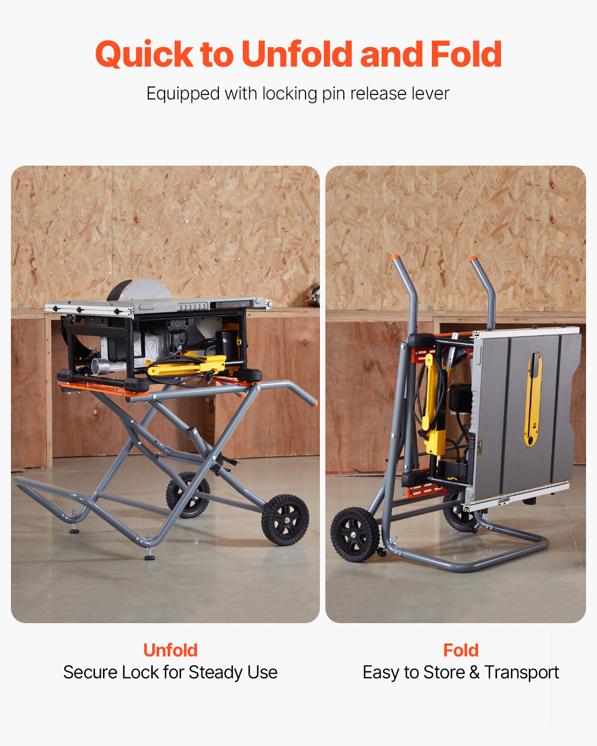 Portable Table Saw Stand with Wheels 350 lbs Load Capacity Rolling Foldable