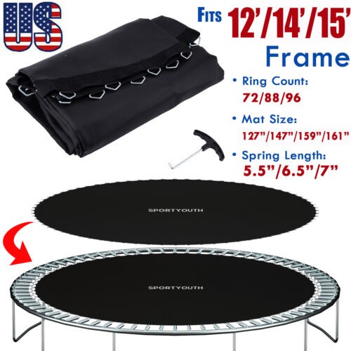 Replacement Trampoline Mat Fits 12ft 14ft 15ft Frame 72 88 96 Rings +Spring Tool