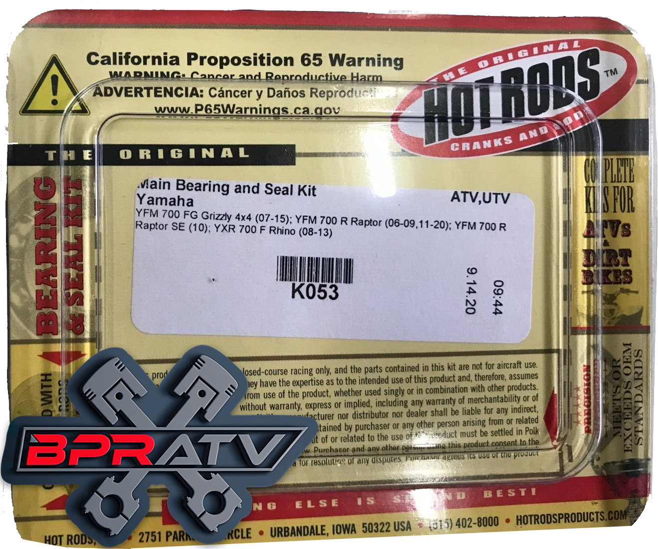 Yamaha Raptor 700 Hot Rods Connecting Rod Kit Hotrods Bearings Crank Rebuild Kit