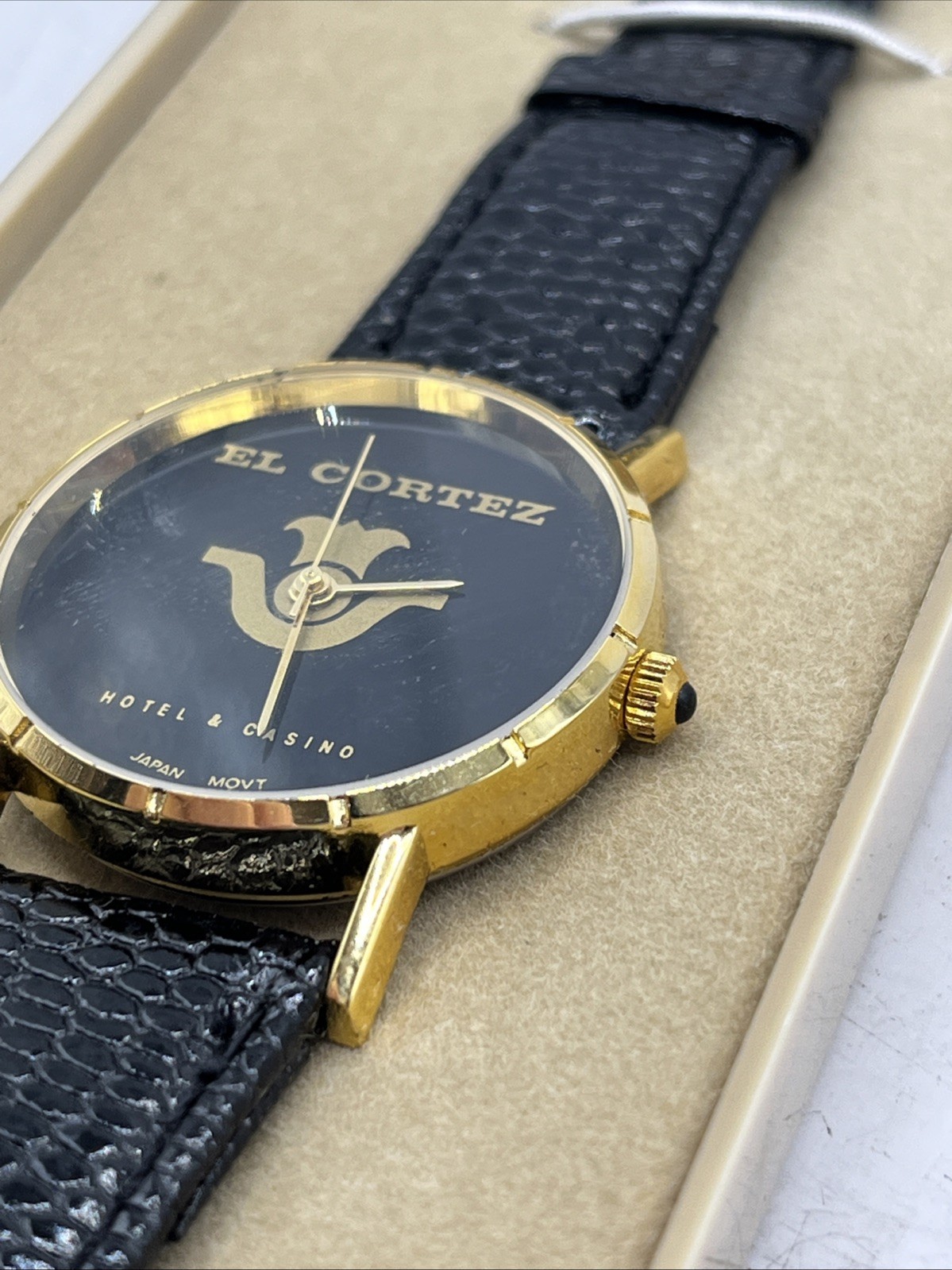 Vintage El Cortez Las Vegas Men’s Quartz Watch Leather Strap