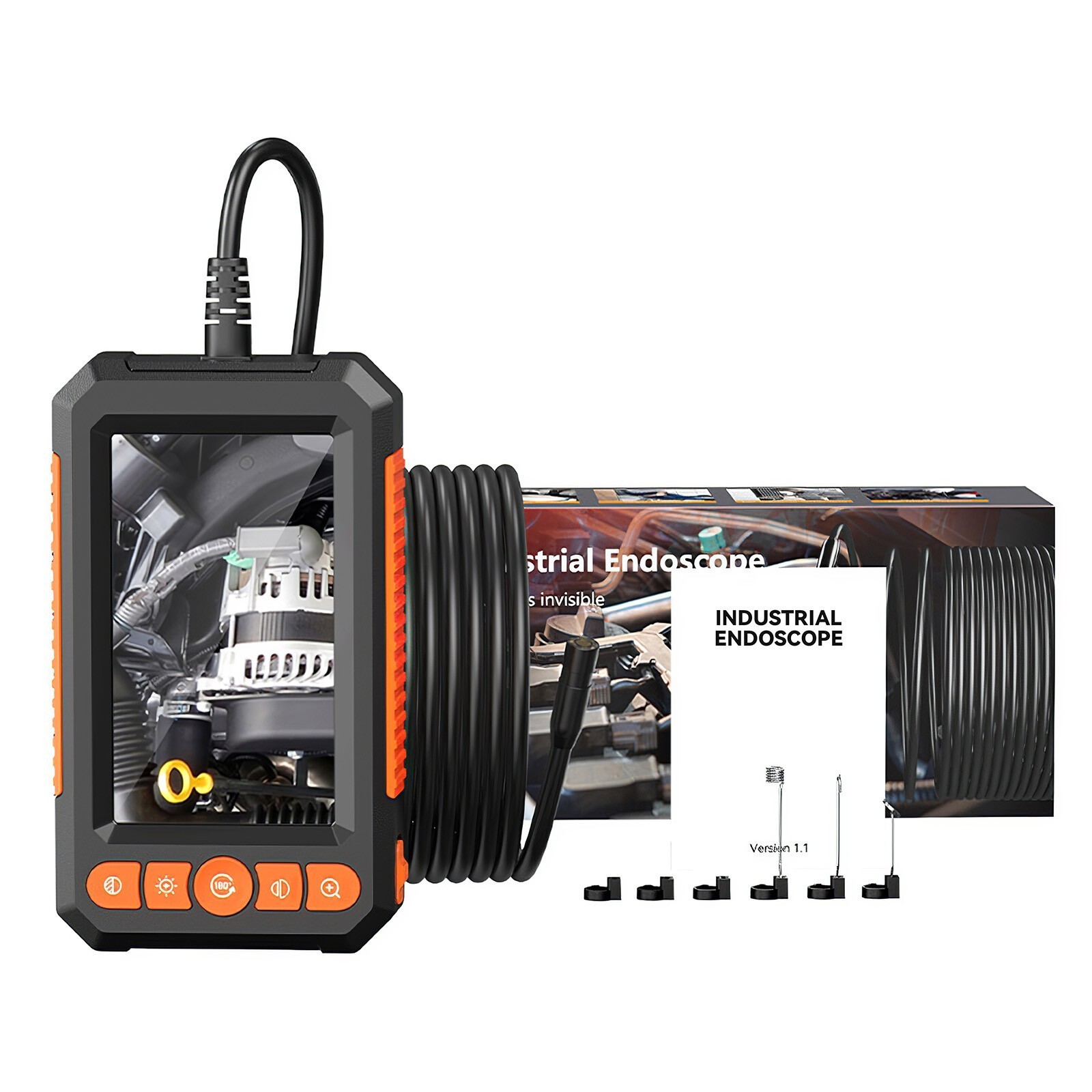 5M Endoscope Camera with Light, 4.3' IPS Screen 1080P HD Inspection Camera LED