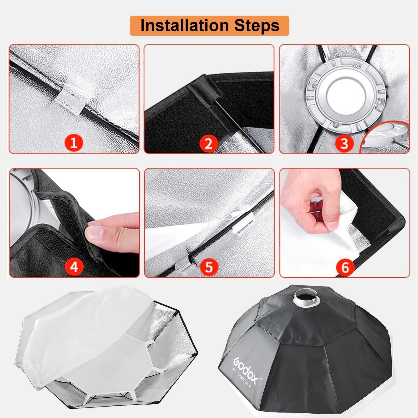 Godox Octagon Softbox 37" 95cm Bowens Mount and Honeycomb Softbox for Monolight